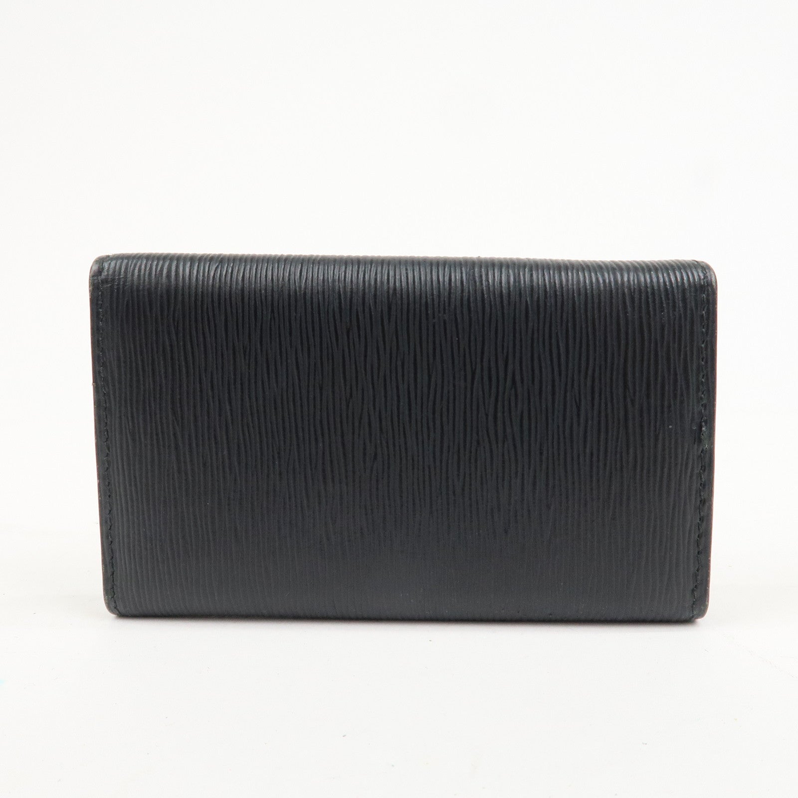 PRADA Triangle Logo Leather 6 Rings Key Case Black 1PG222