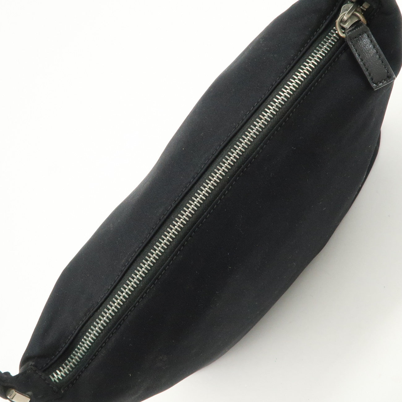 FENDI Polyester Chain Shoulder Bag Hand Bag Black Silver 091577