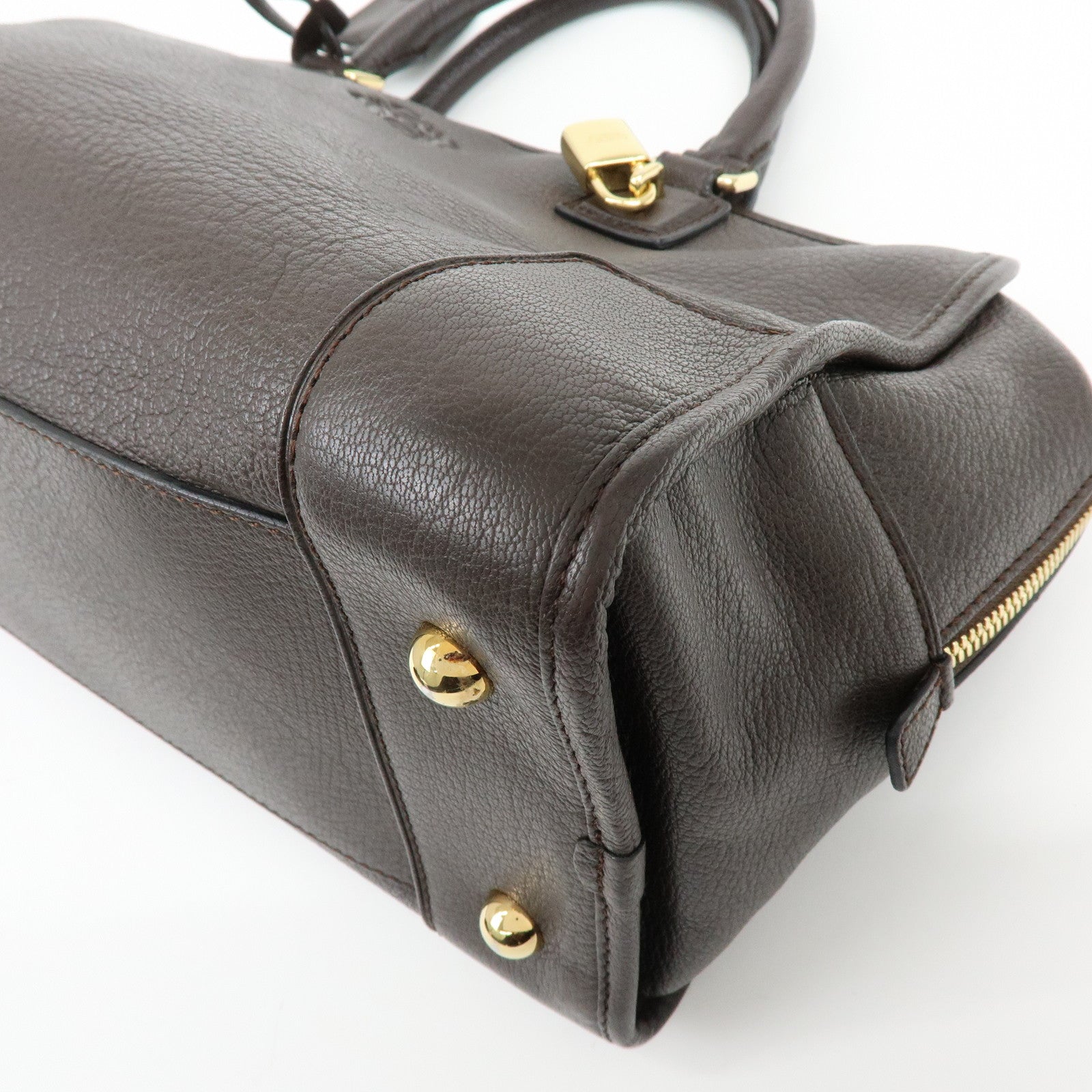 LOEWE Anagram Amazona 36 Hand Bag Boston Bag Dark Brown