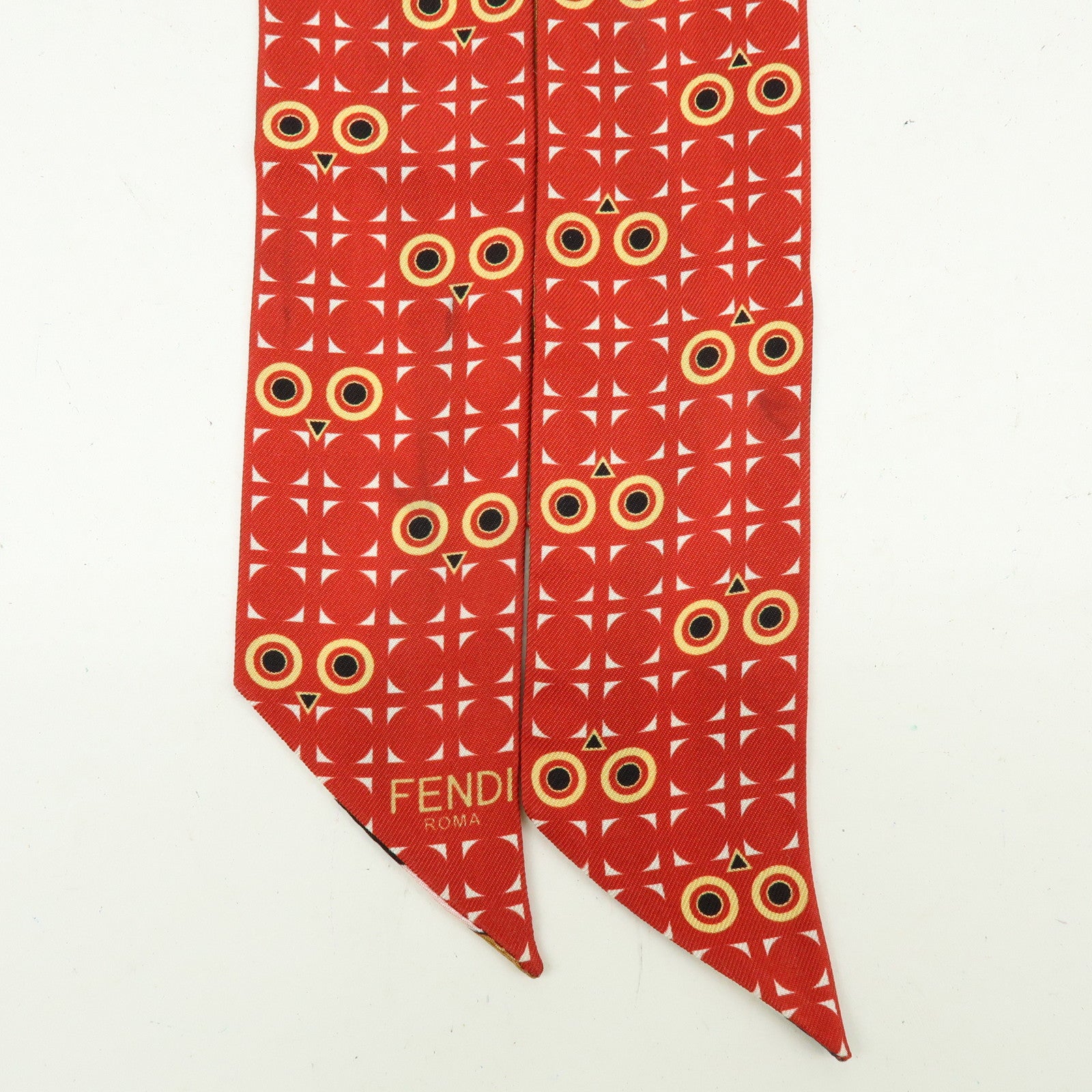 FENDI Wrappy Silk 100%  Scarf Red Multicolor