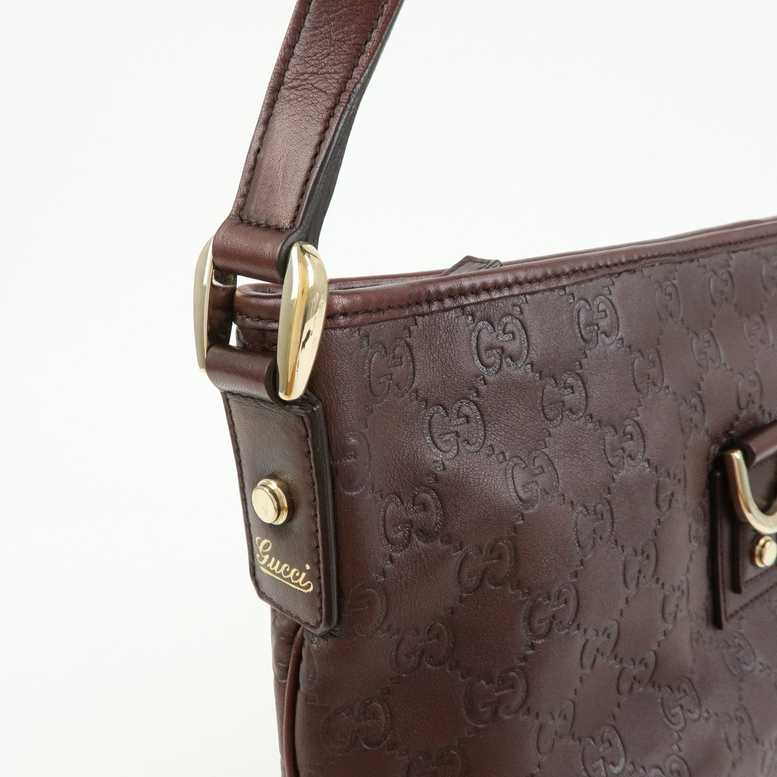 GUCCI Abbey Guccissima Leather Shoulder Bag Dark Brown 131326