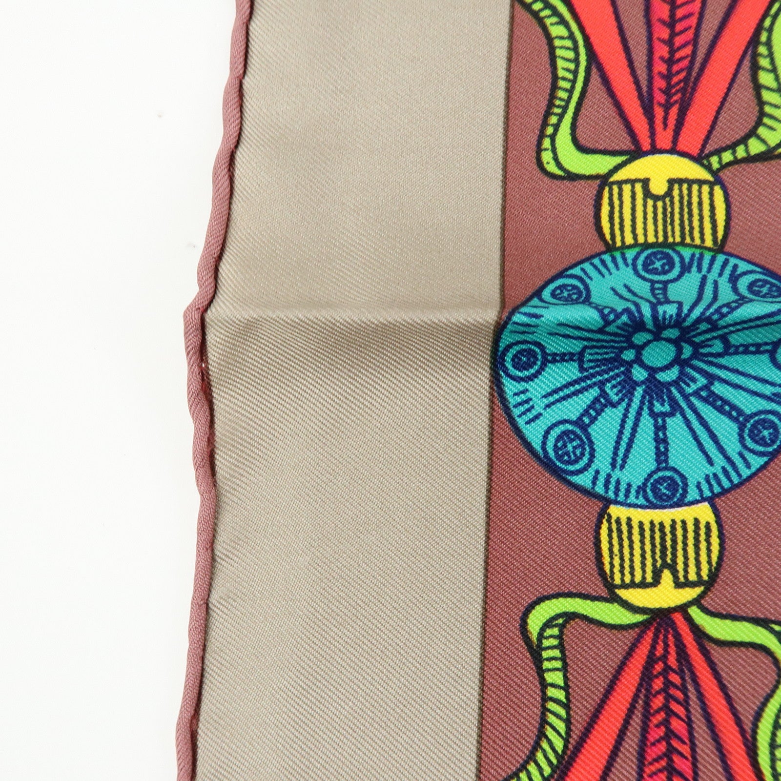 HERMES Carre 90 Silk 100% Scarf TORANA Red Purple Green
