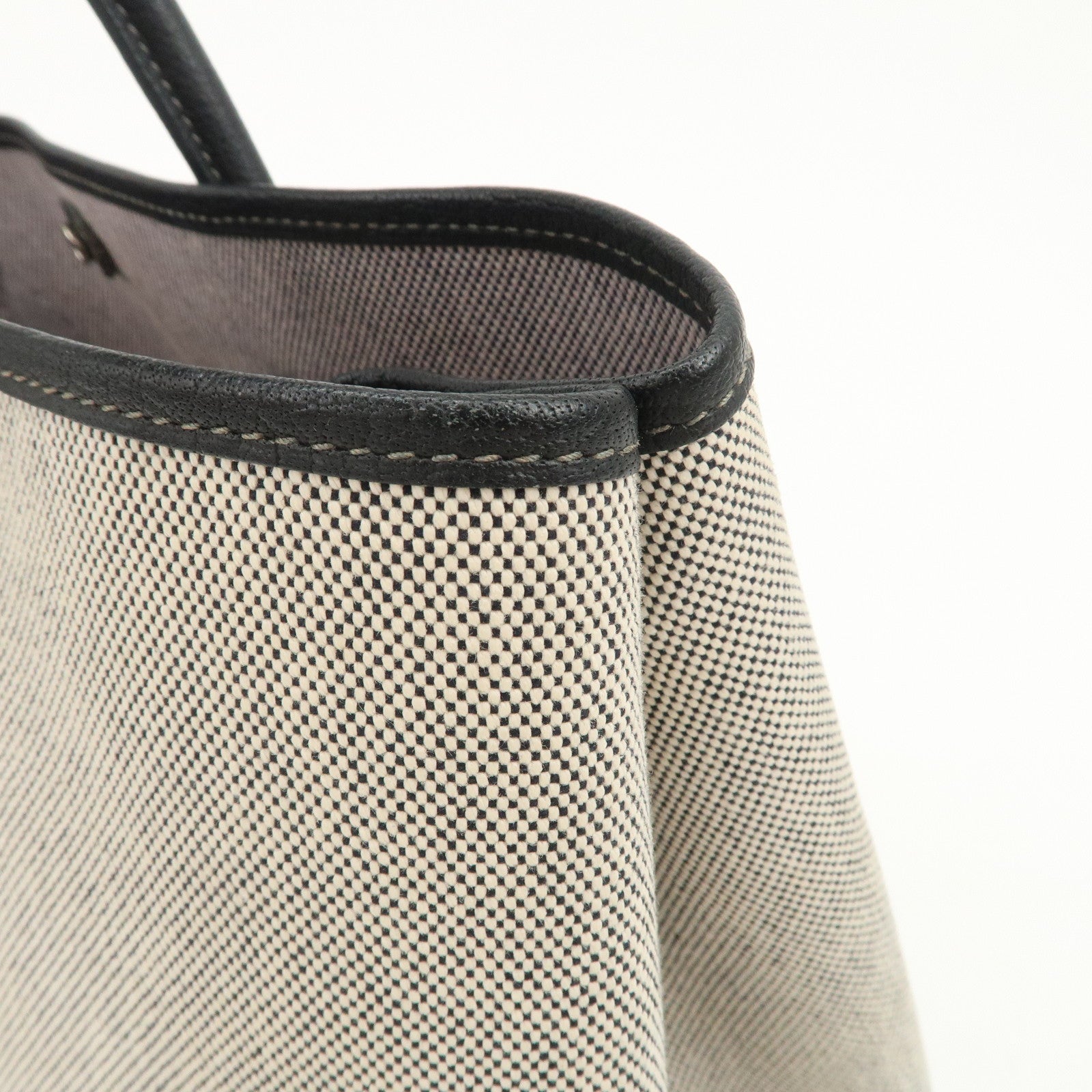 HERMES Leather Toile Garden Party PM P Stamped Tote Bag Natural