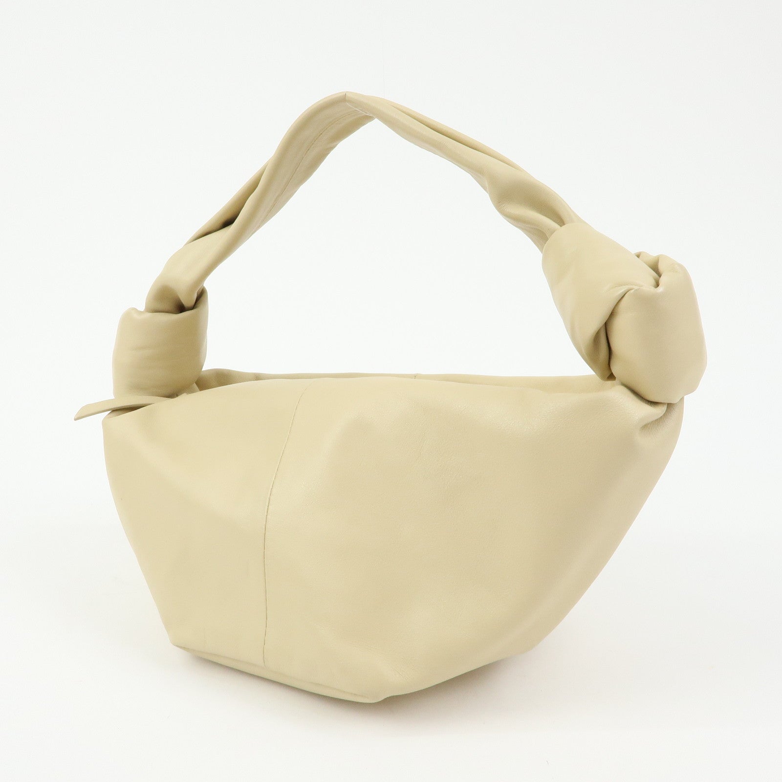 BOTTEGA VENETA Double Knot Lamb Skin Hand Bag Beige 629635