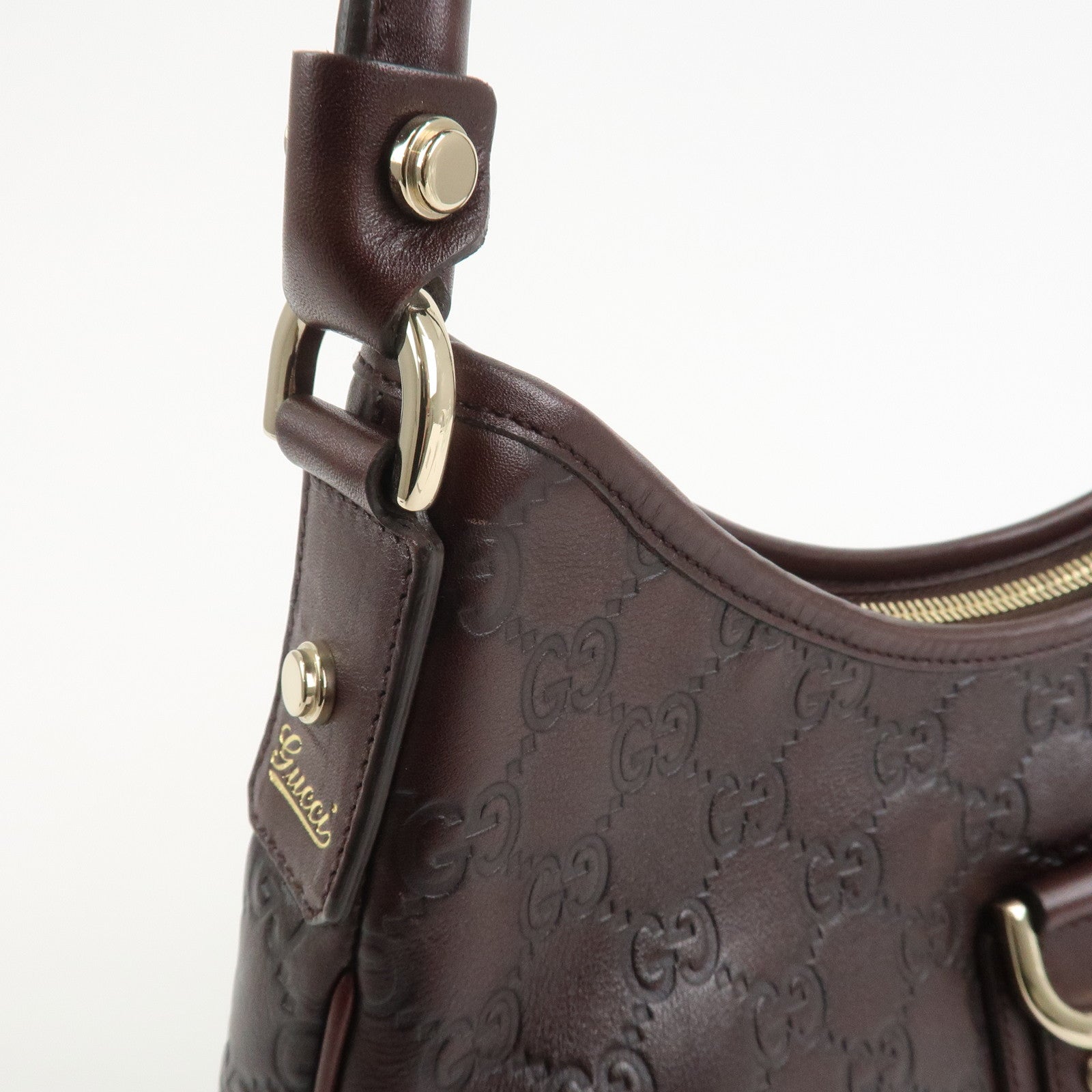 GUCCI Abbey Guccissima Leather Shoulder Bag Dark Brown 130738