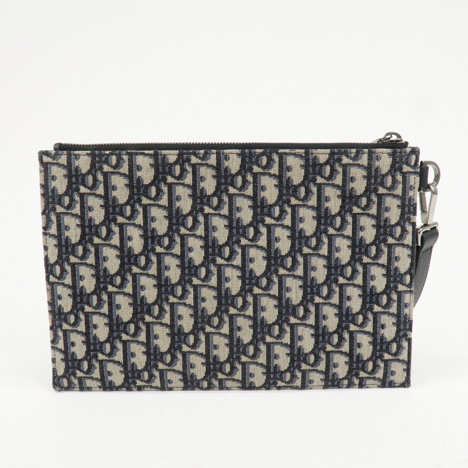Christian Dior Oblique Canvas Clutch Bag Pouch Navy