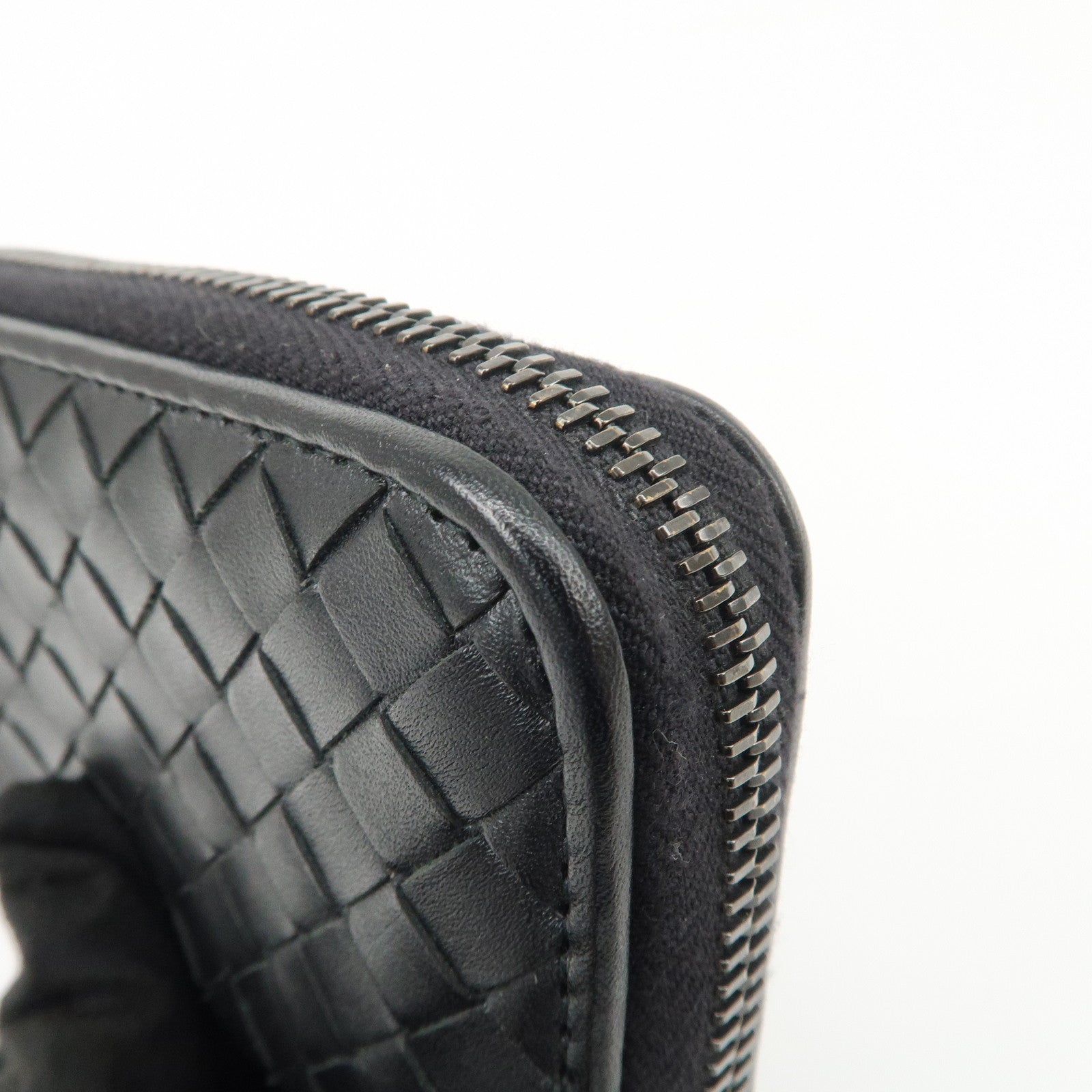 BOTTEGA VENETA Intrecciato Leather Coin Case Card Case Black
