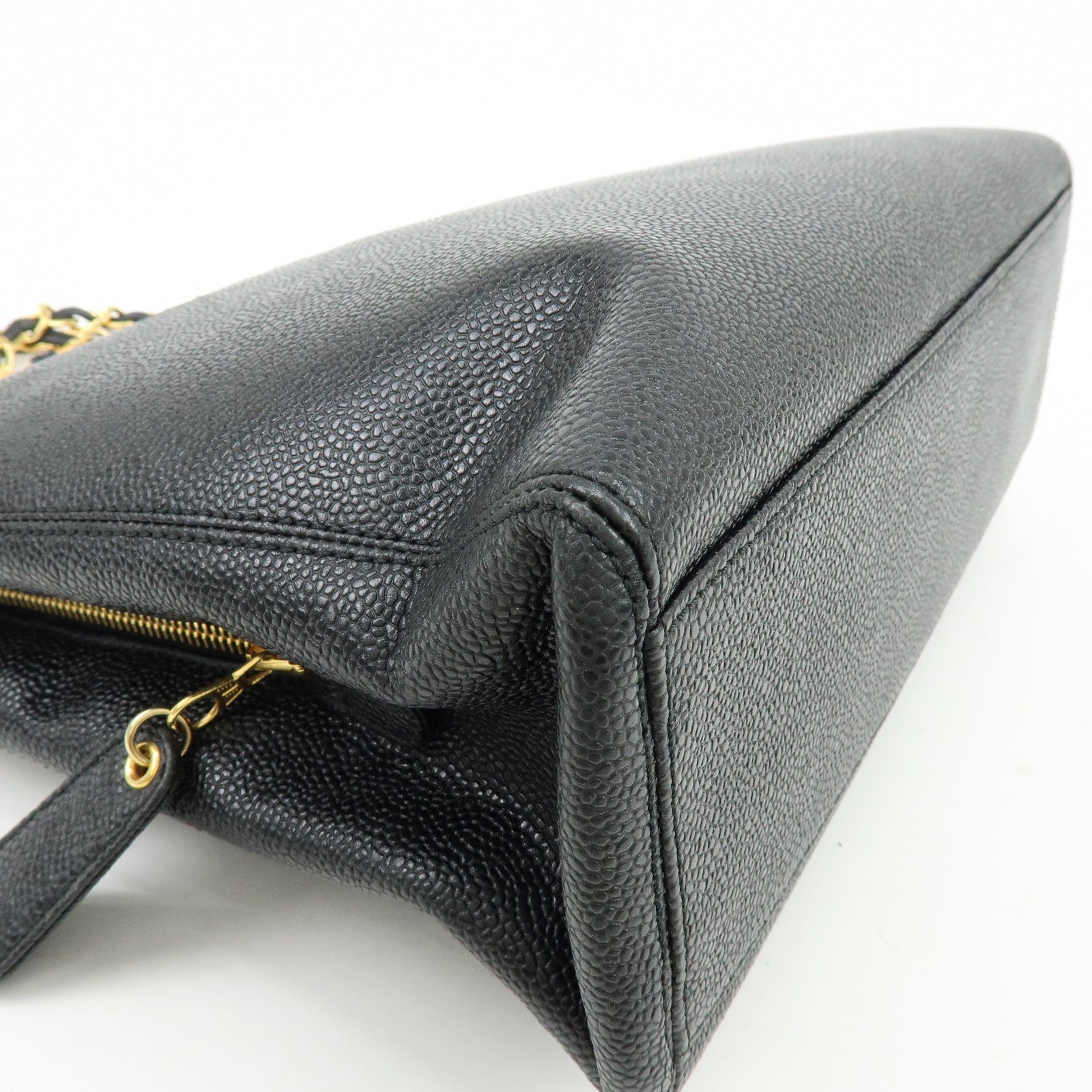 CHANEL Caviarskin Tote Bag Hand Bag Black A08913