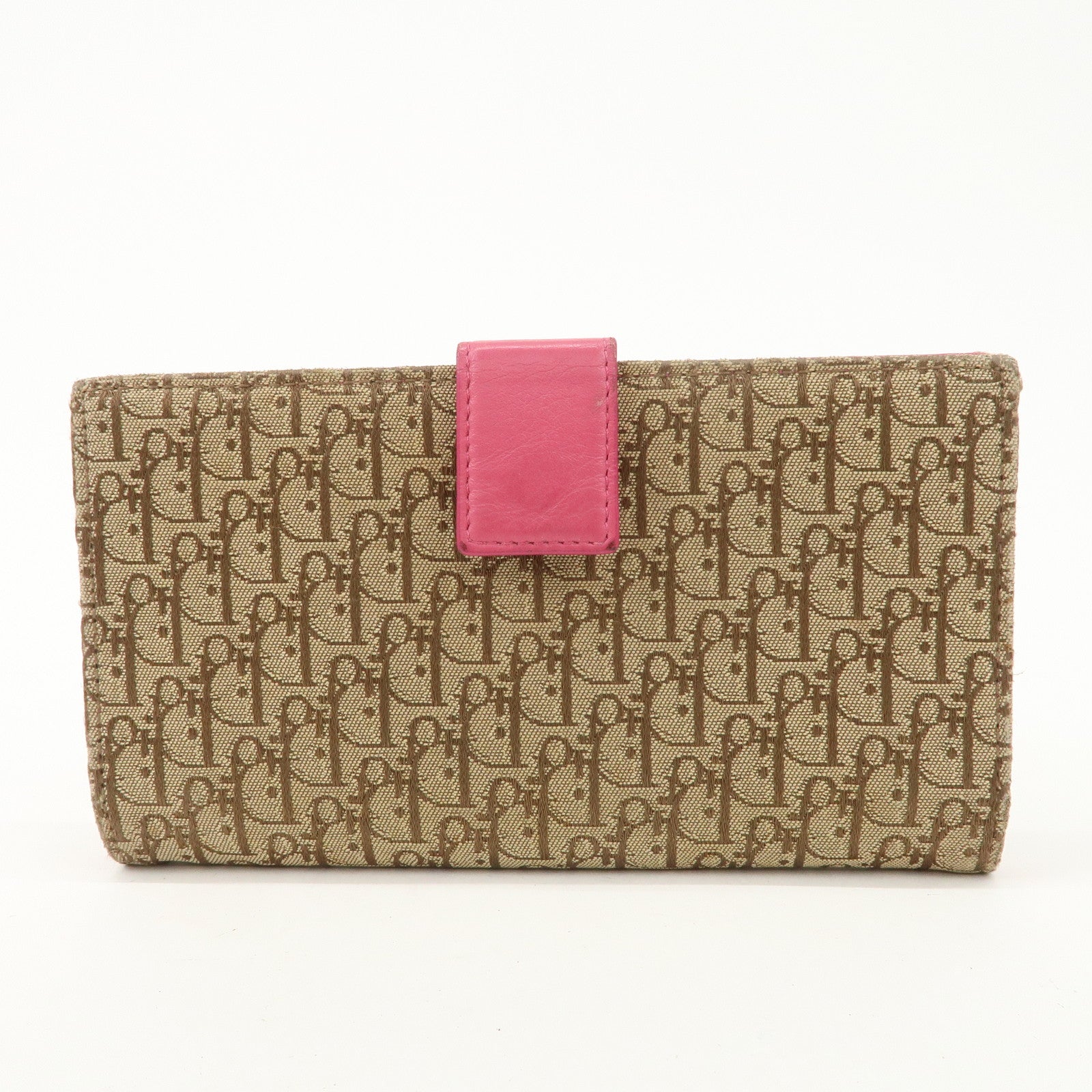 Christian Dior Trotter Street Chic Canvas Leather Long Wallet Pink