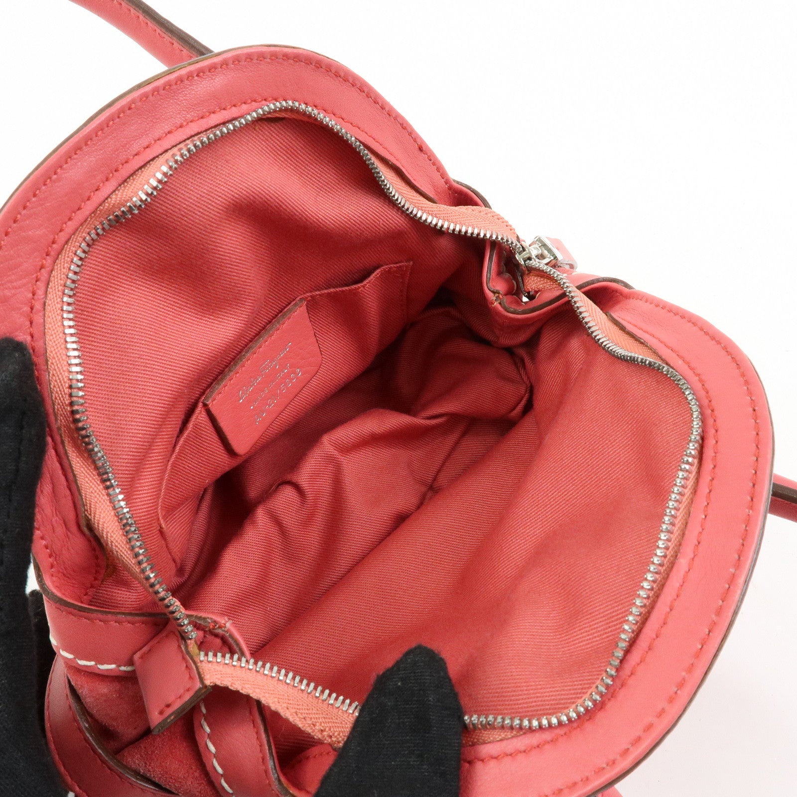 Ferragamo Gancini Suede Leather Small Hand Bag Pink