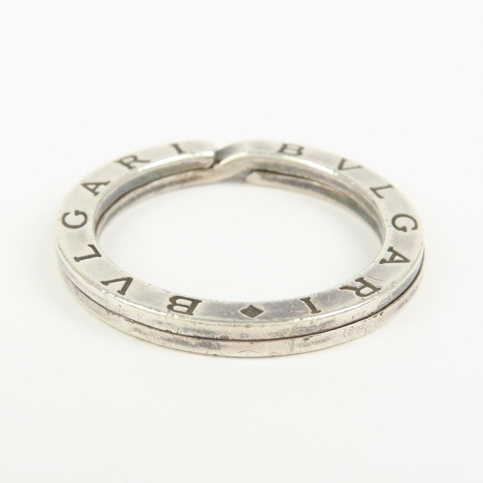BVLGARI Double Logo Bag Charm Key Ring SV925 Silver