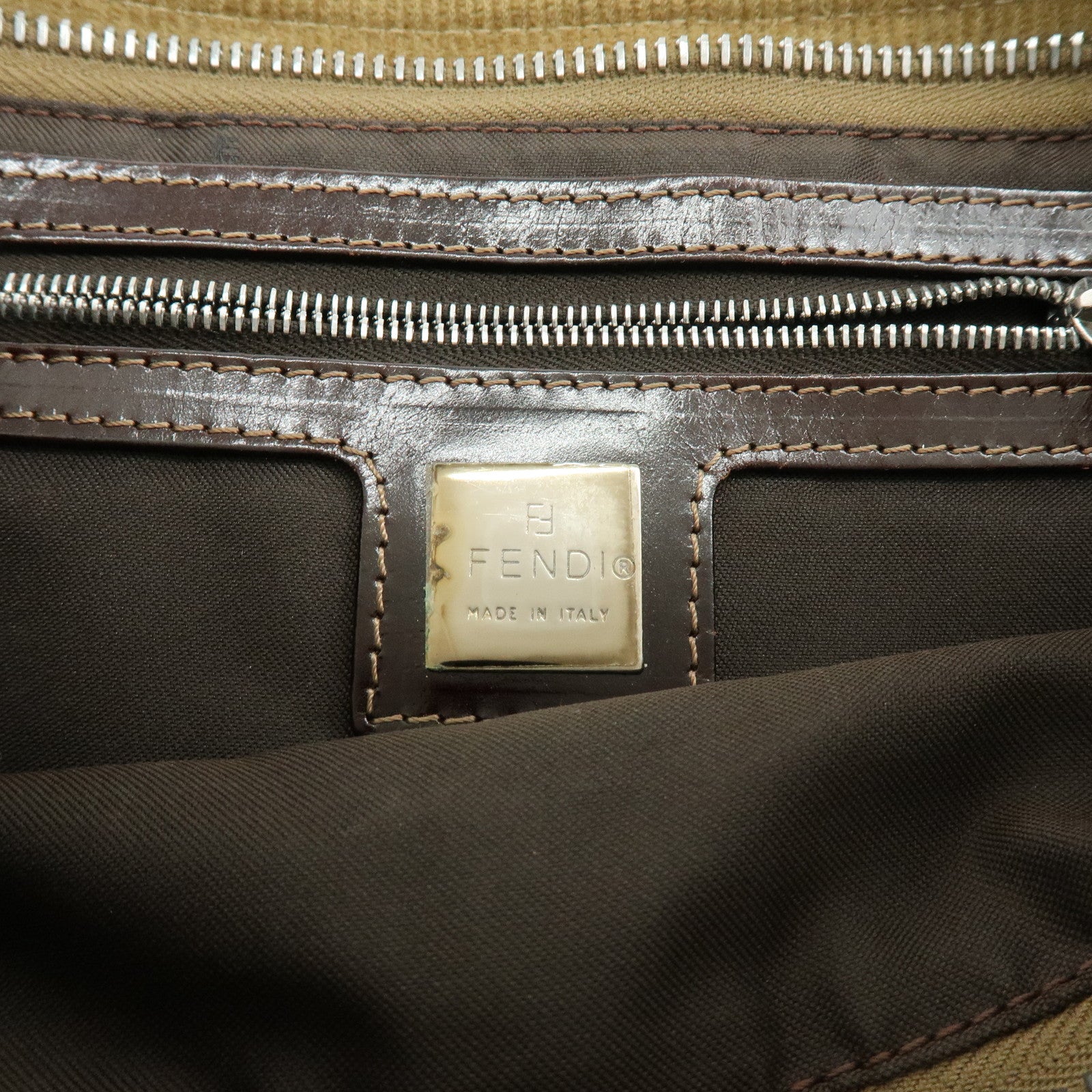 FENDI Corduroy Shoulder Bag Crossbody Bag Brown 26685