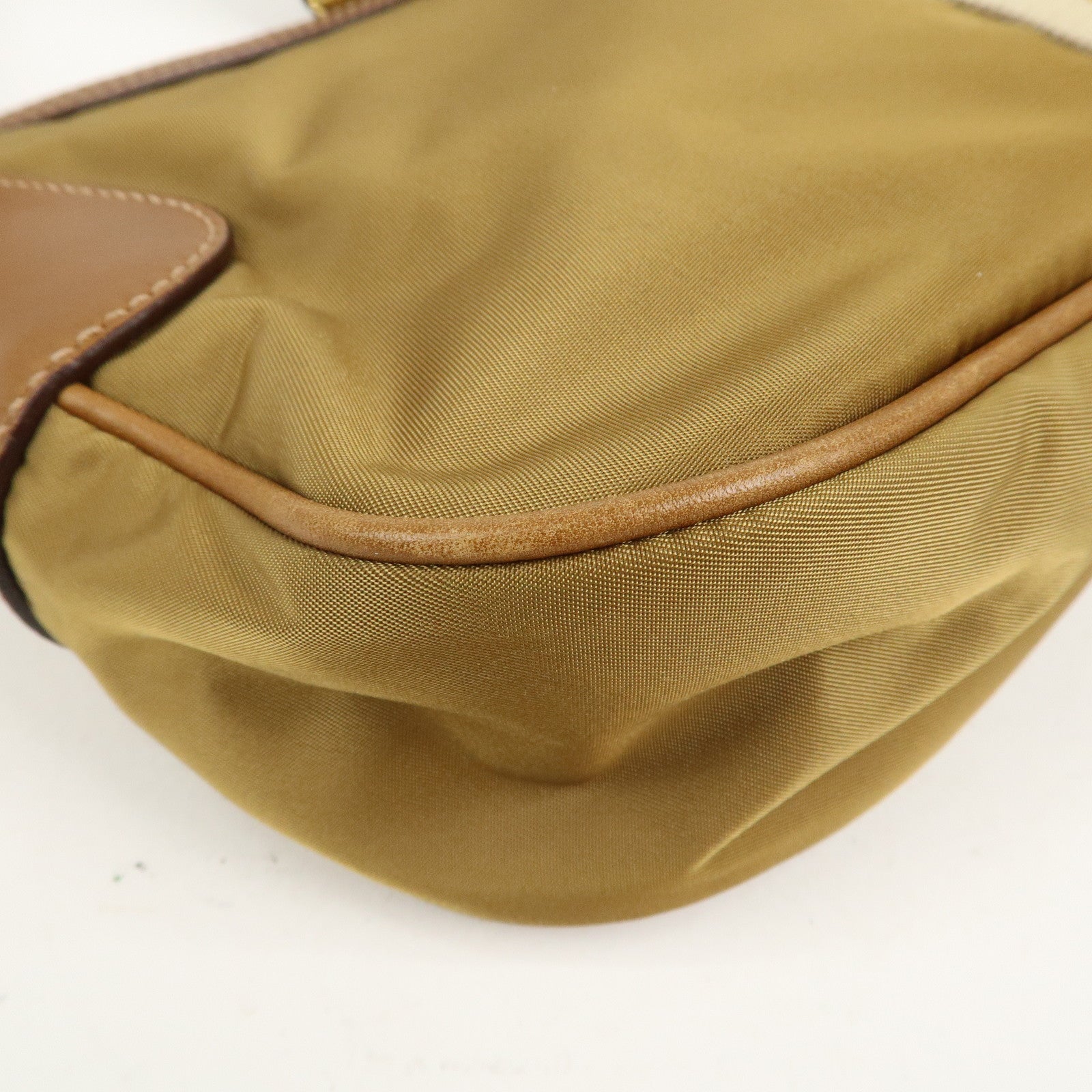 PRADA Triangle Logo Nylon Leather Shoulder Bag Brown BR3043