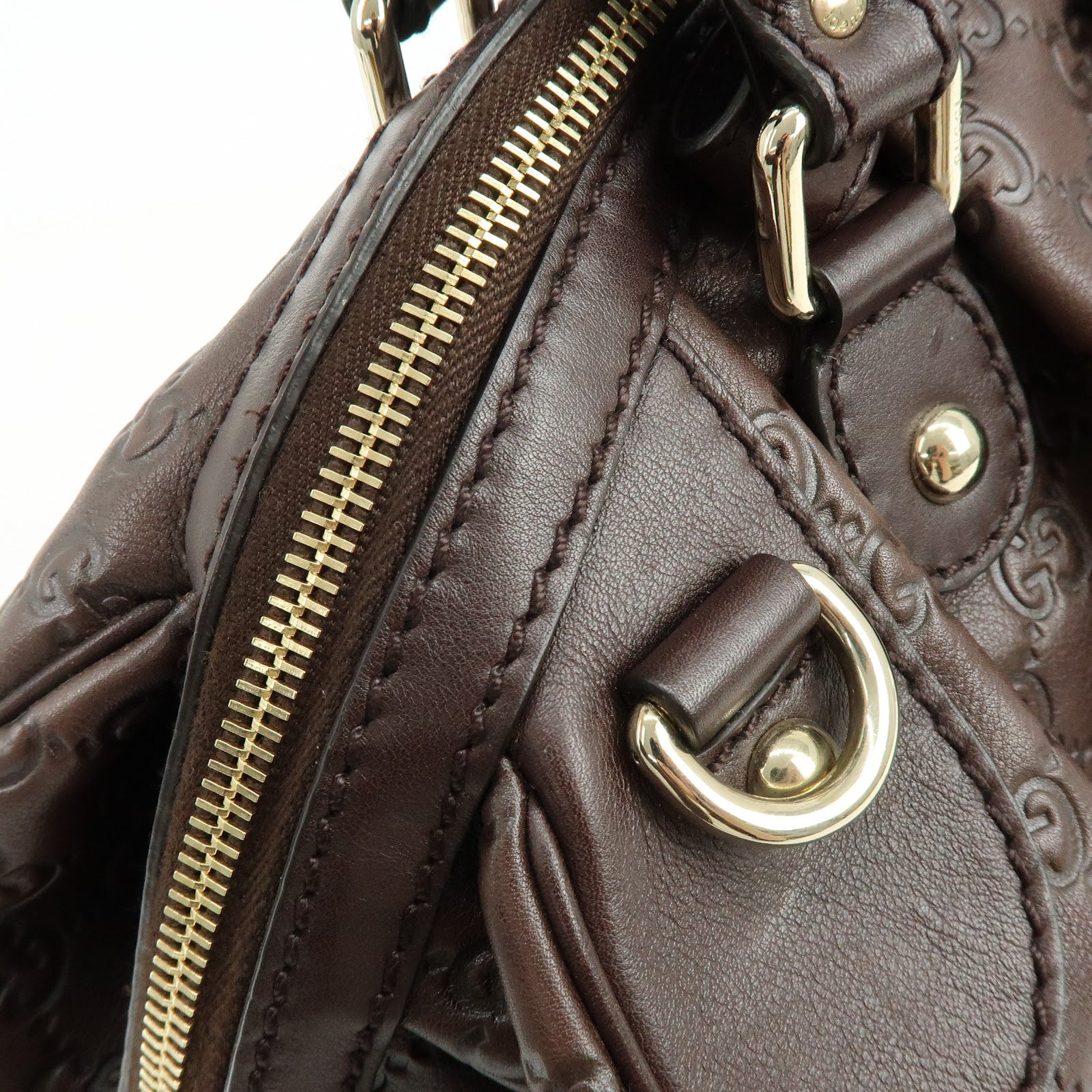 GUCCI Sukey Interlocking G Guccissima Leather 2WAY Bag Brown 223974