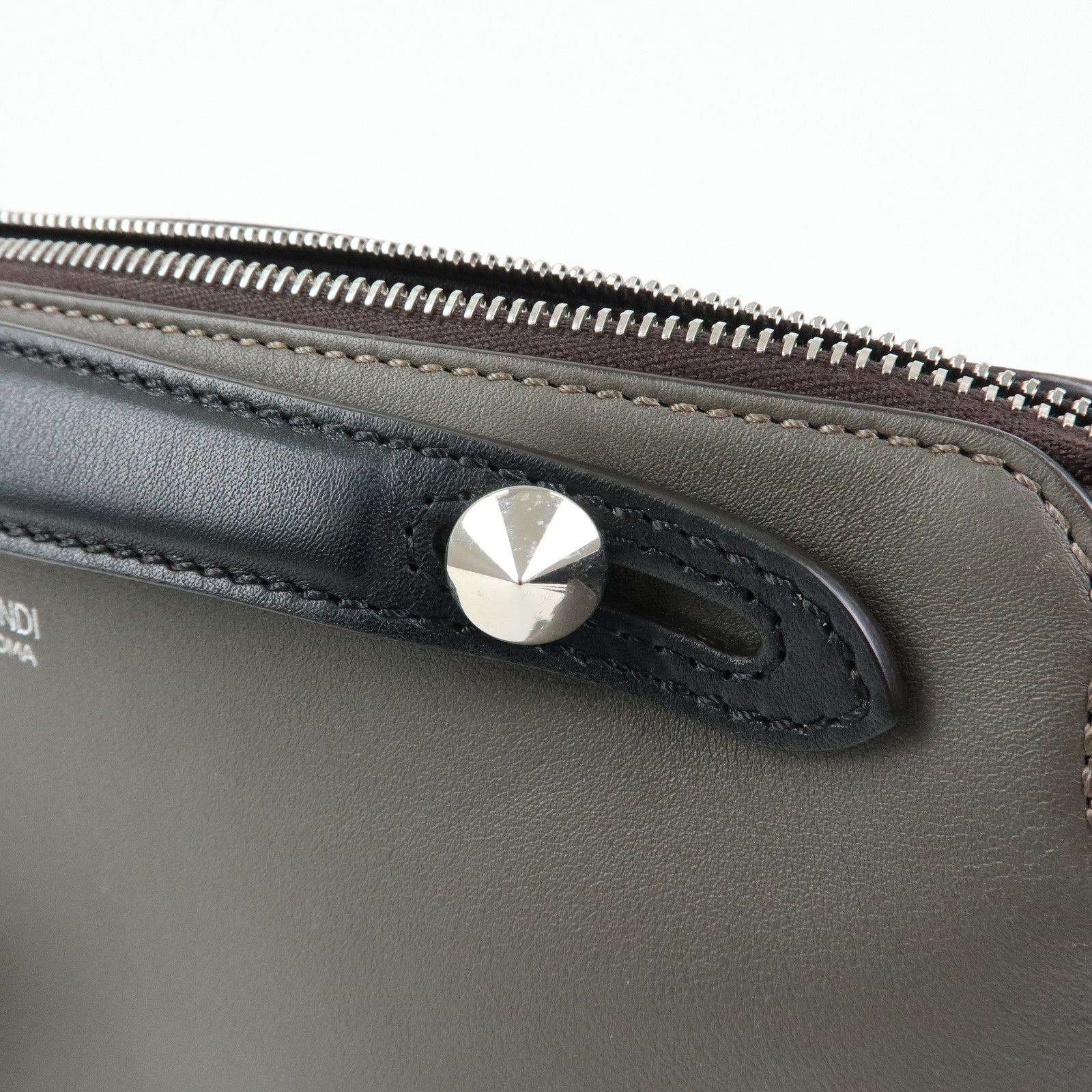 FENDI By The Way Medium Leather 2Way Bag Hand Bag Gray 8BL146