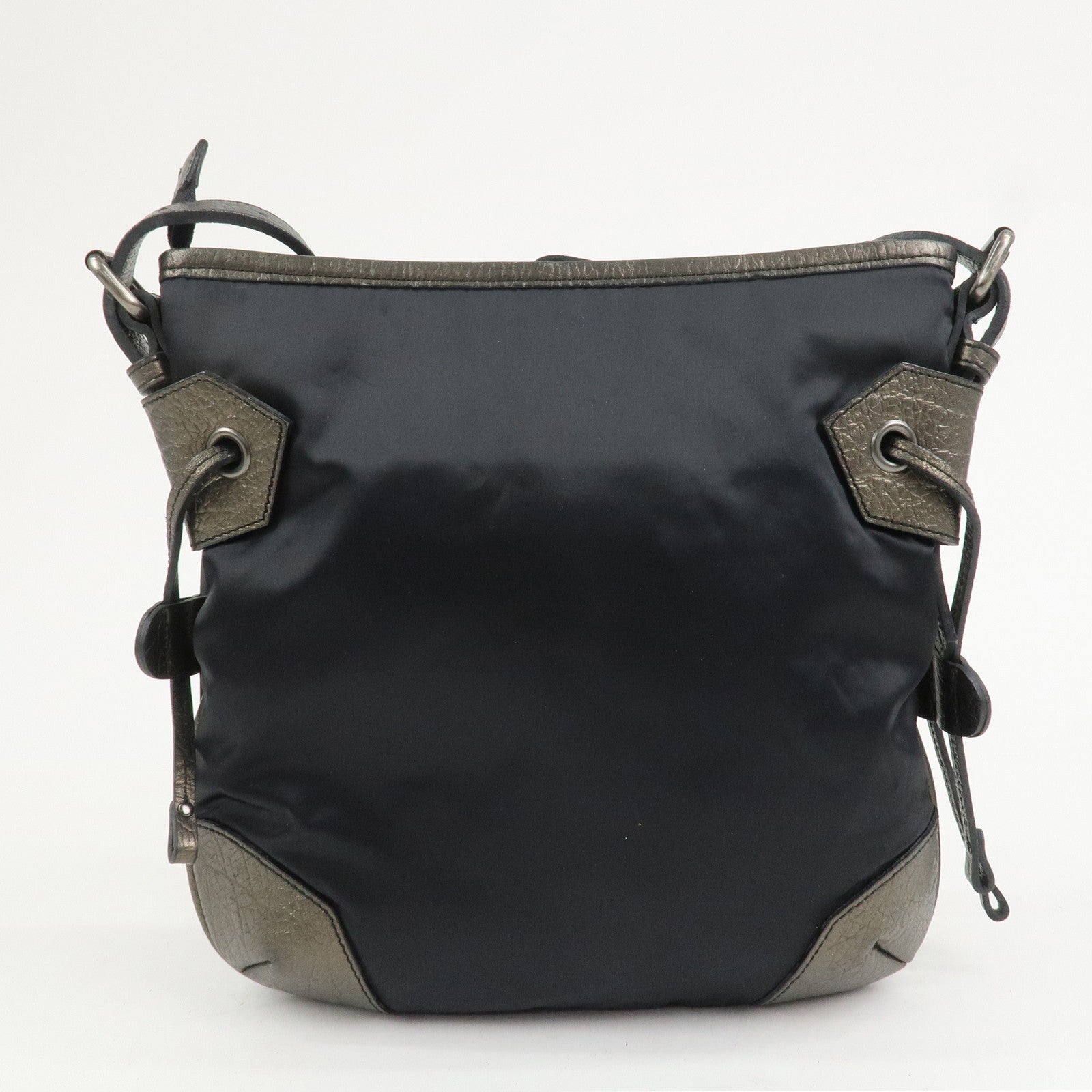 BURBERRY Logo Nylon Leather Shoulder Bag Crossbody Black