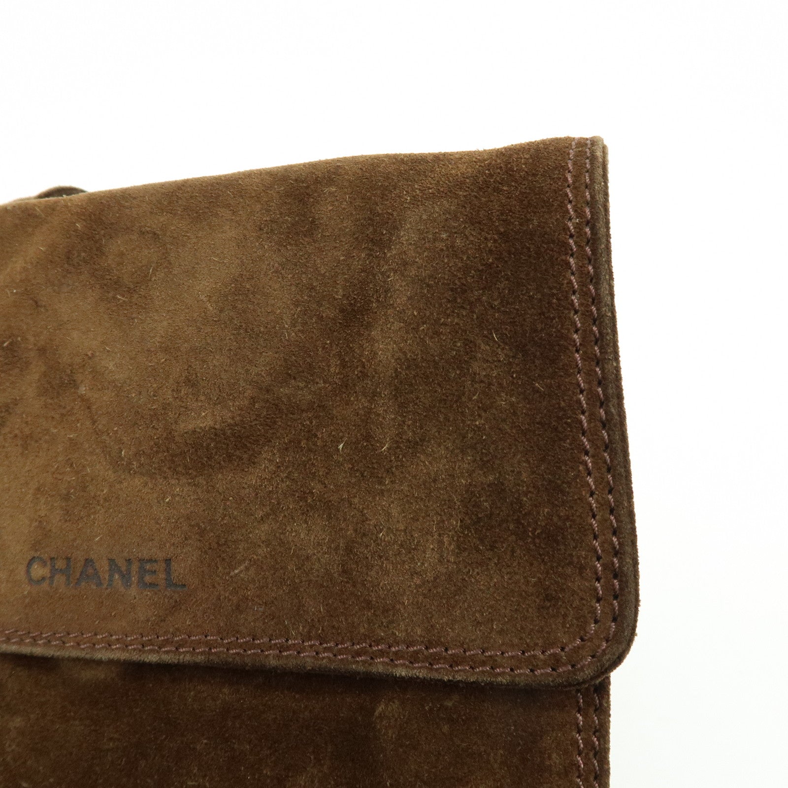 CHANEL Suede Shoulder Bag Crossbody Bag Brown