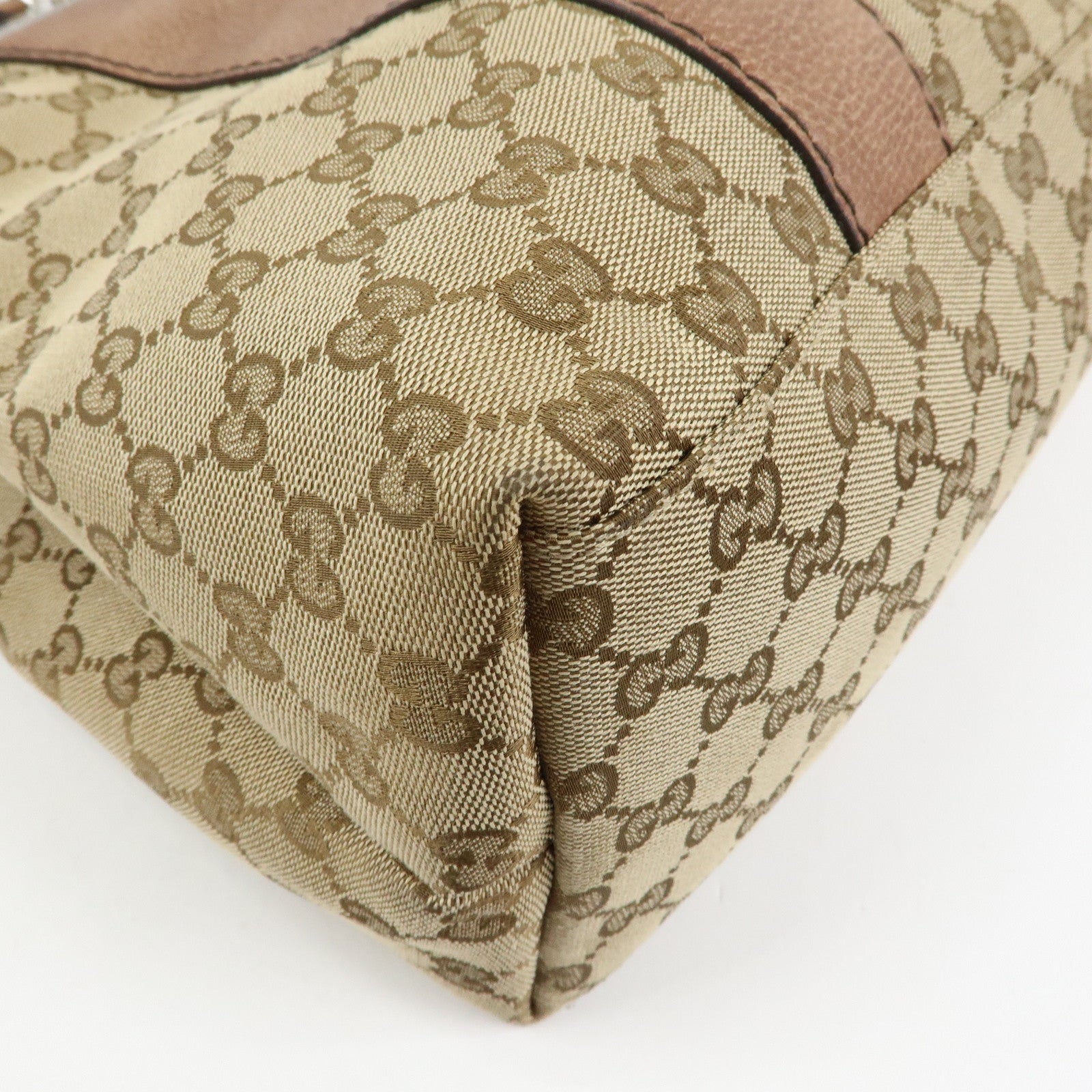 GUCCI Bamboo GG Canvas Leather Tote Bag Hand Bag Beige Brown 232947
