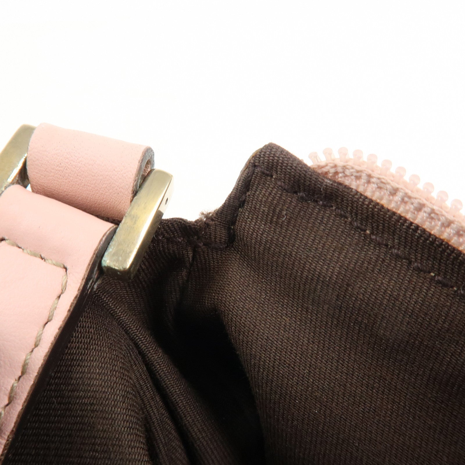 GUCCI Abbey GG Canvas Leather Hand Bag Pouch Pink Beige 145750 Used