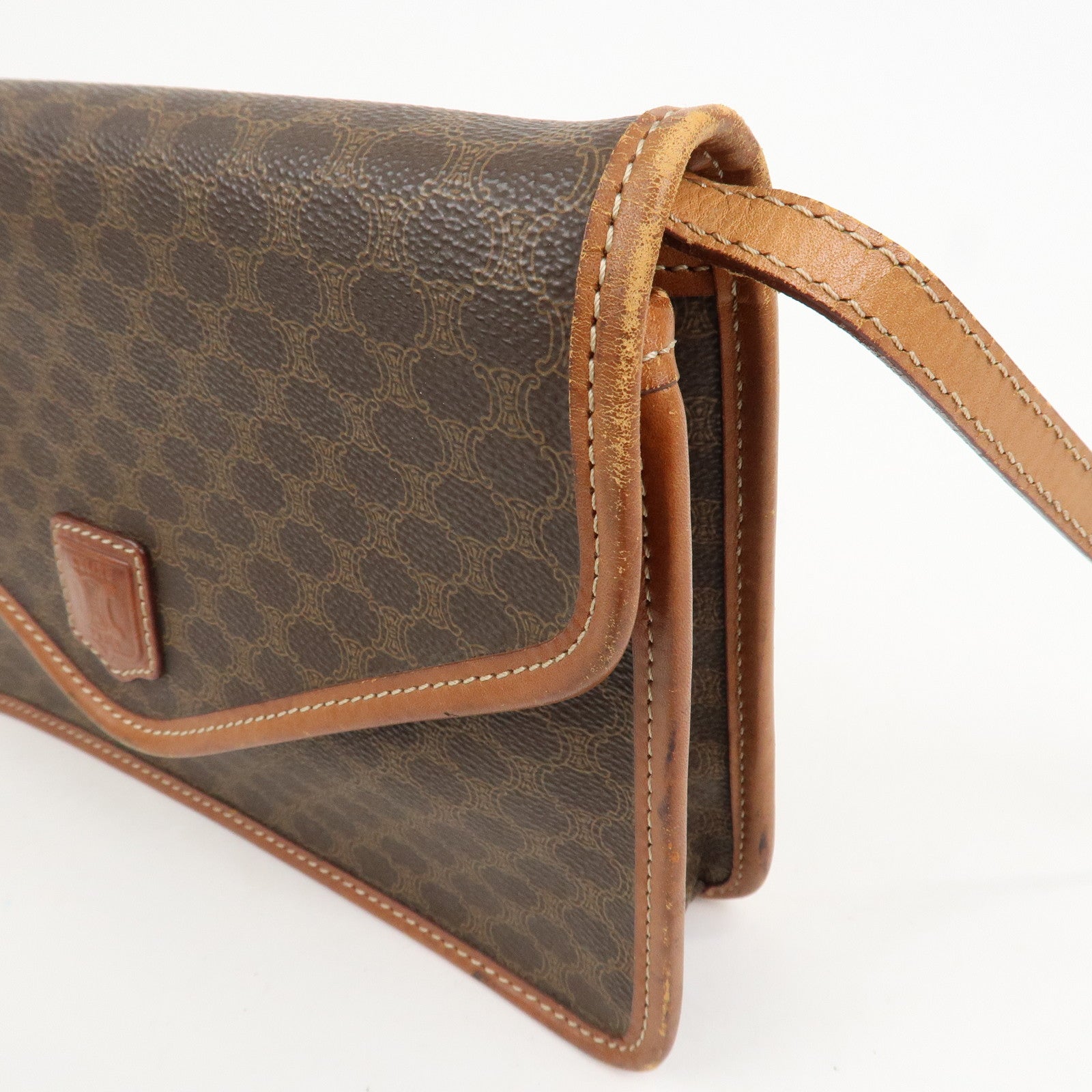 CELINE Macadam PVC Canvas Leather 2WAY Bag Shoulder Bag Brown