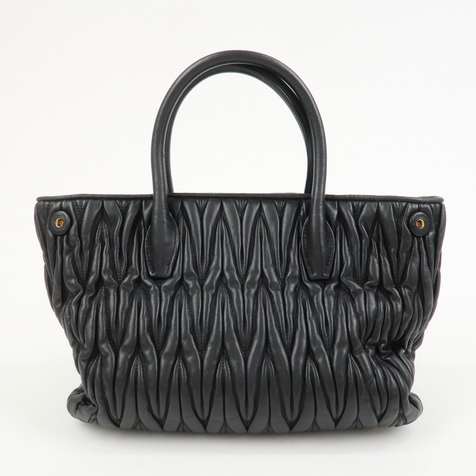 MIU MIU Matelasse Leather 2Way Bag Hand Bag Black RN1069