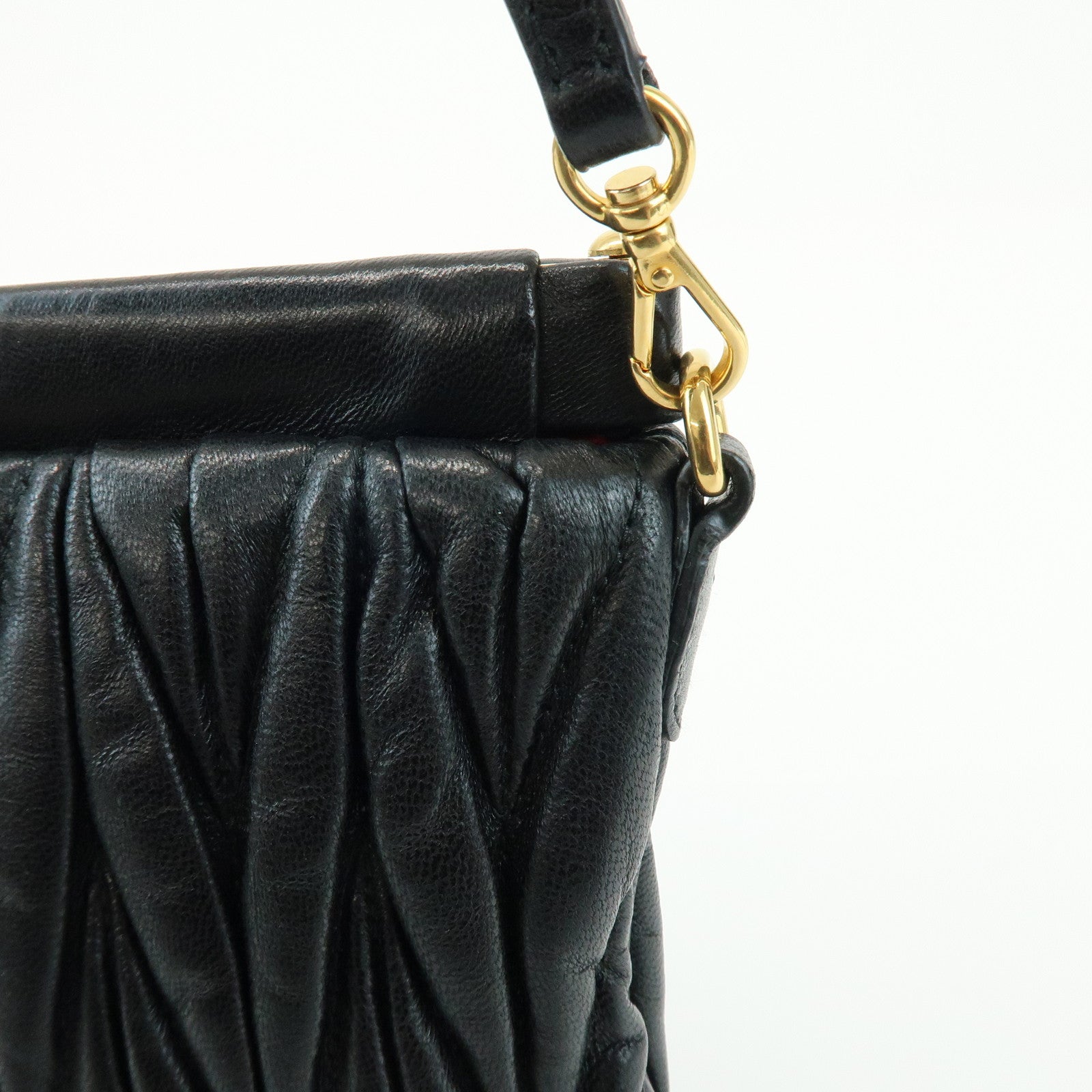 MIU MIU Matelasse Nappa Leather Shoulder Bag Black RM1892