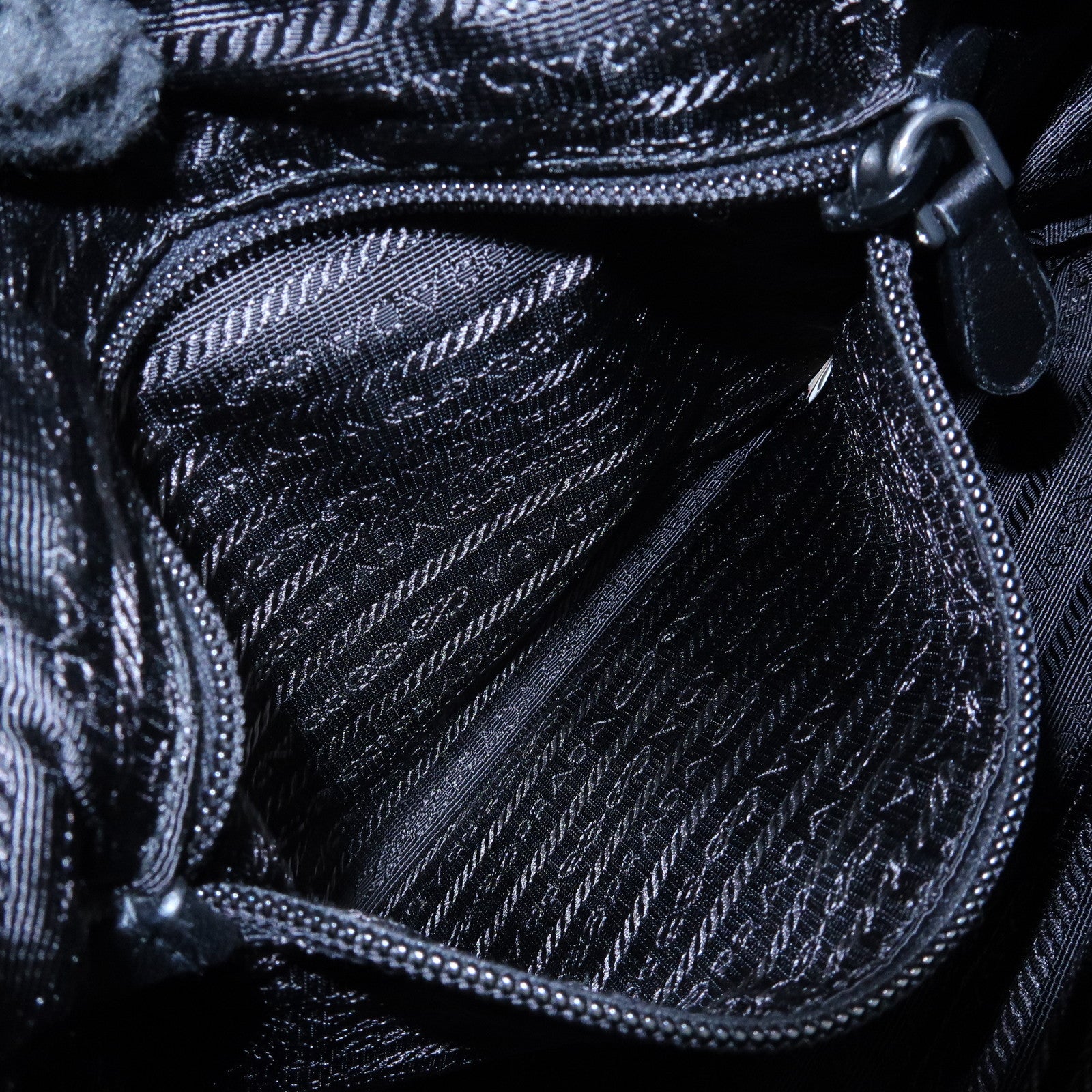 PRADA Triangle Logo Ribbon Nylon Leather 2Way Hand Bag Black BN1631