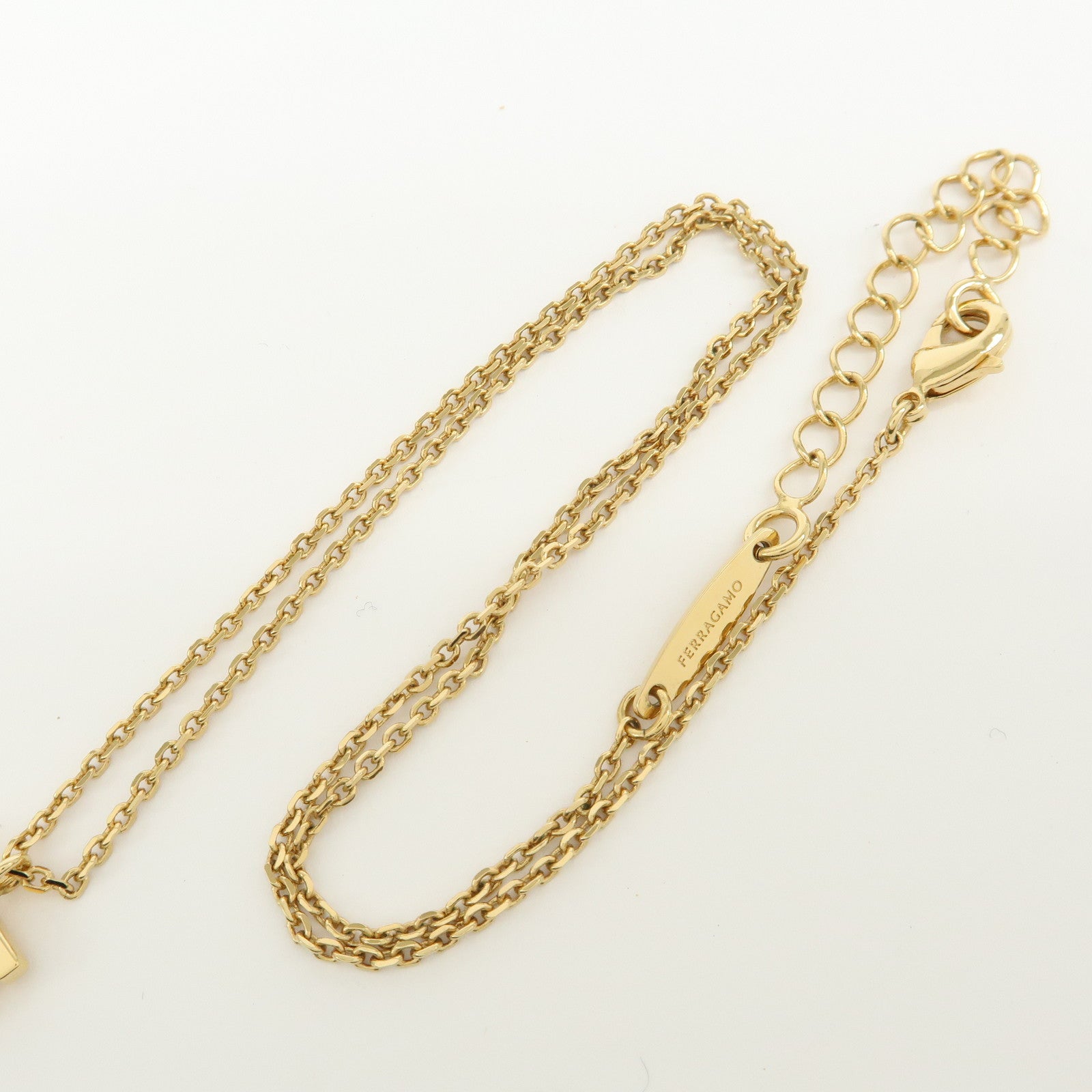 Ferragamo Gancini Logo Metal Necklace Gold