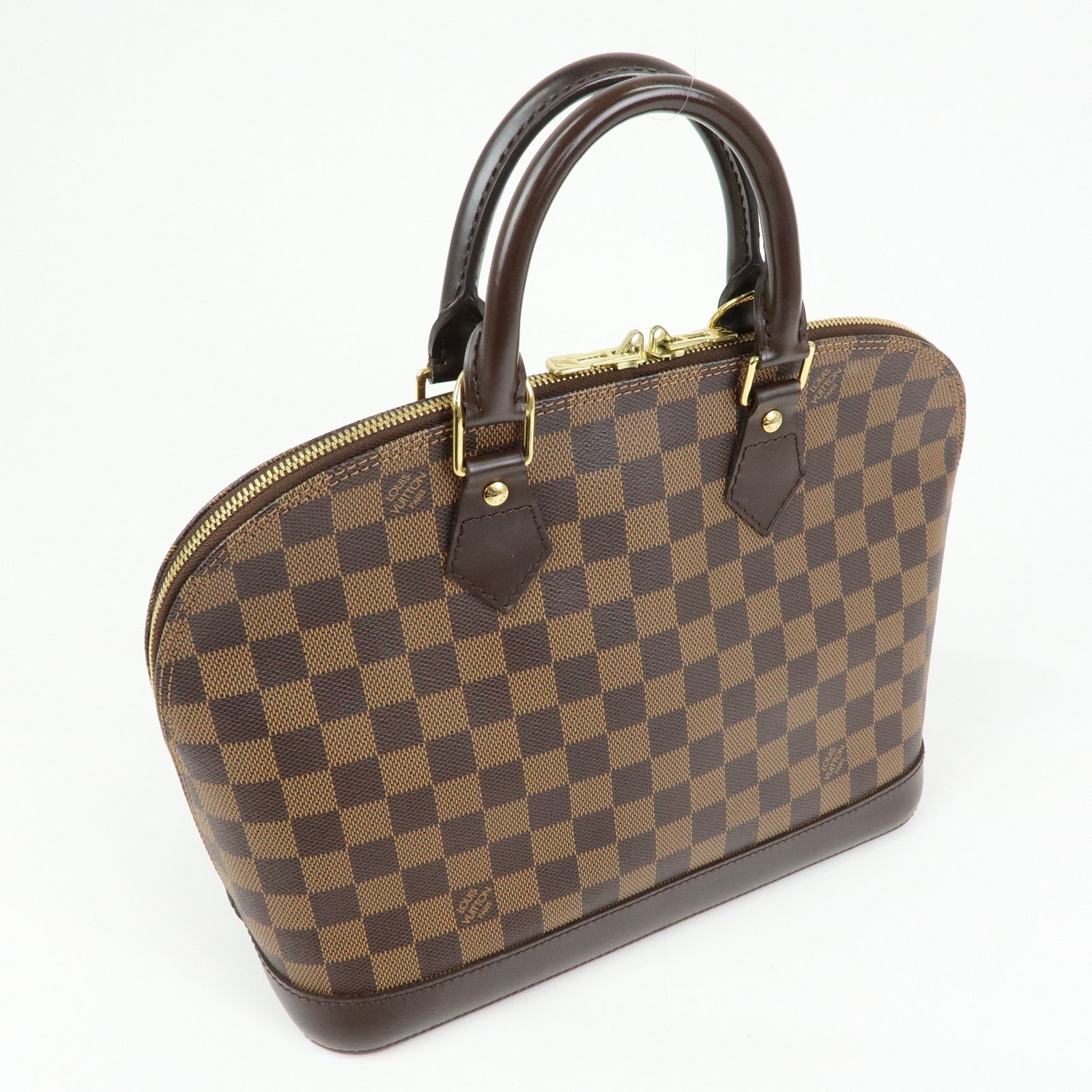 Louis Vuitton Damier Canvas Leather Alma PM Hand Bag Brown N51131