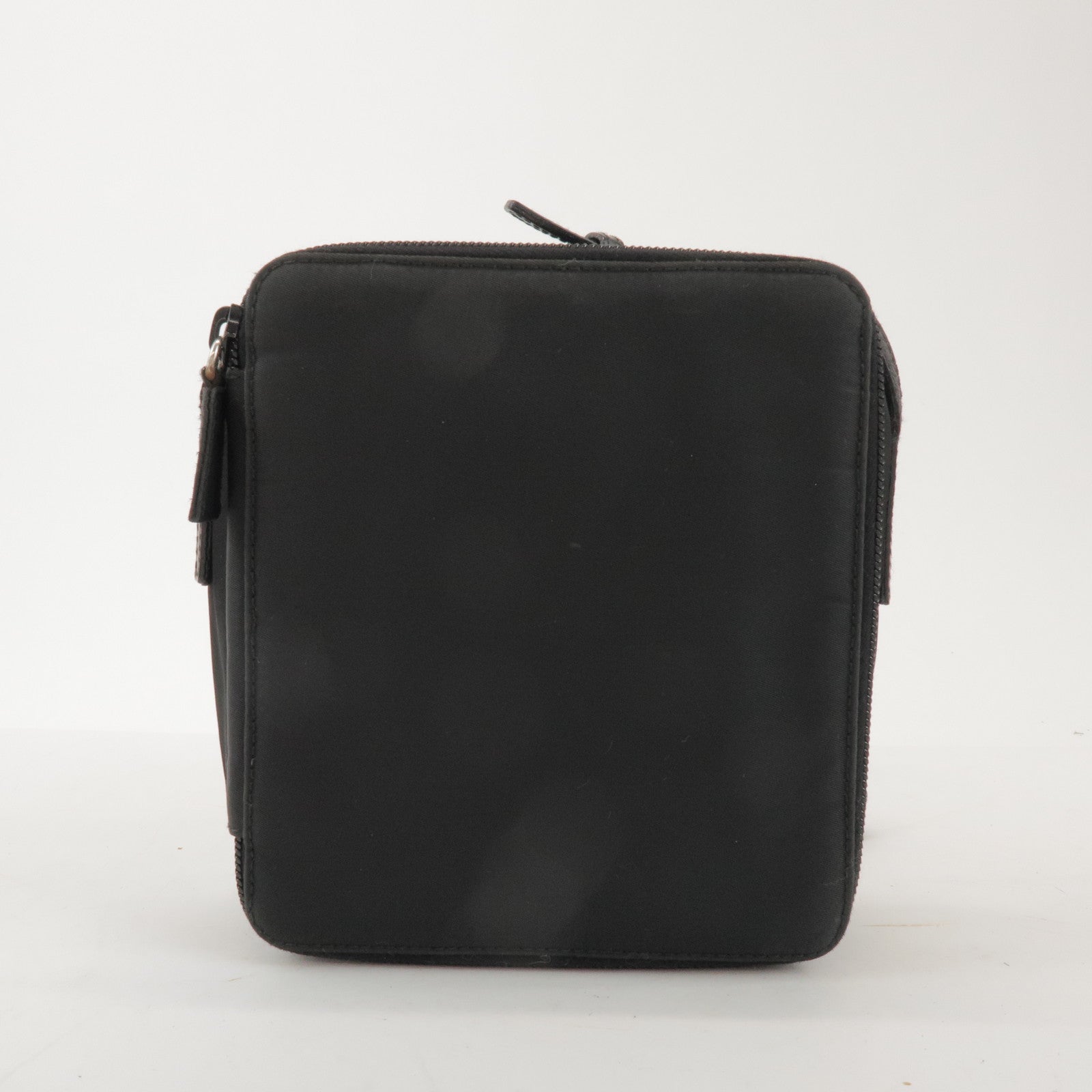PRADA Triangle Logo Nylon Leather Crossbody Bag Shoulder Bag Black