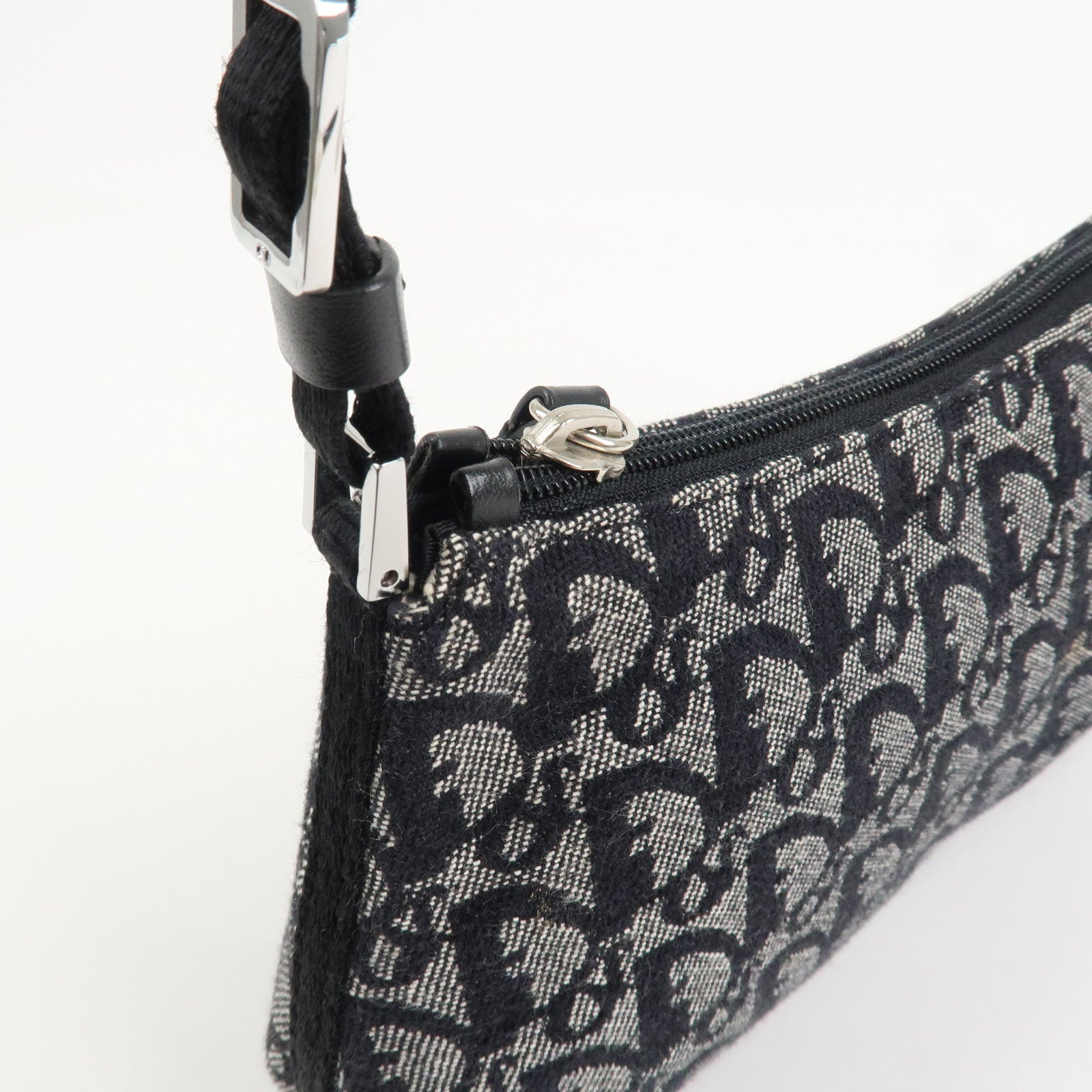 Christian Dior Trotter Canvas Accessory Pouch Hand Bag Navy