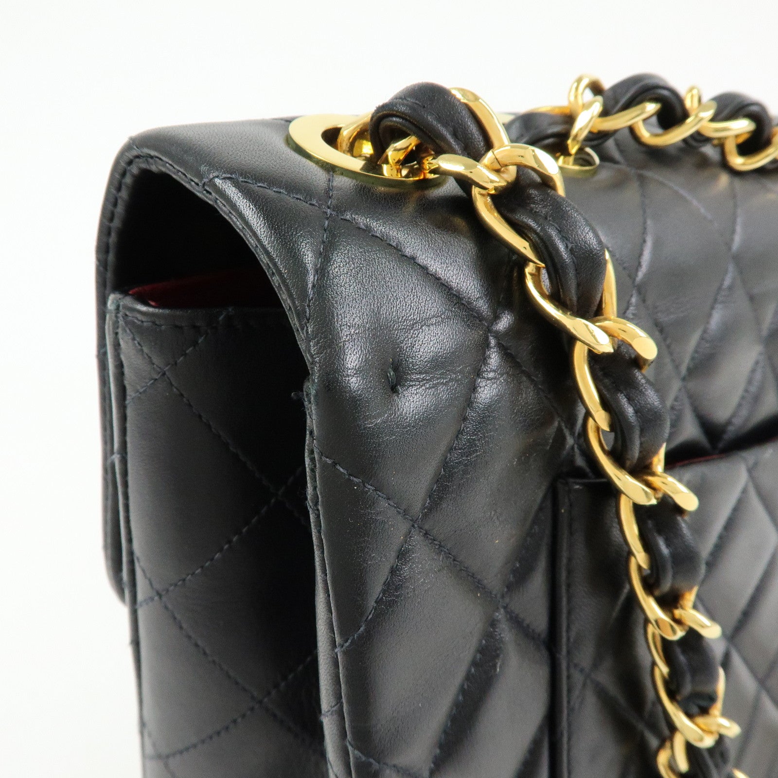 CHANEL Jumbo Matelasse 34 Lamb Skin Flap Shoulder Bag Black A01094