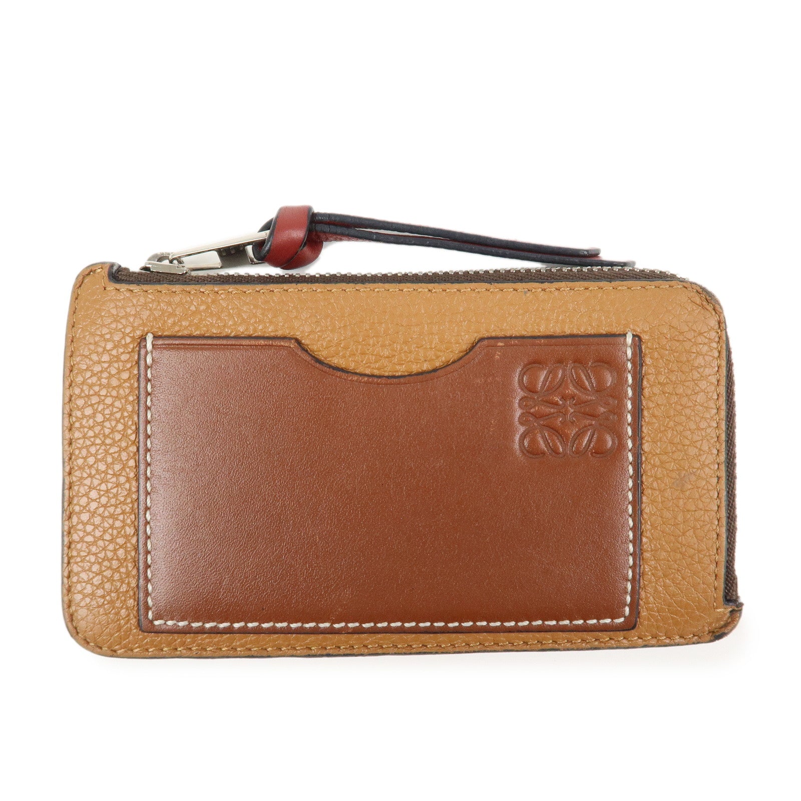 LOEWE Anagram Leather Fragment Card Case Brown