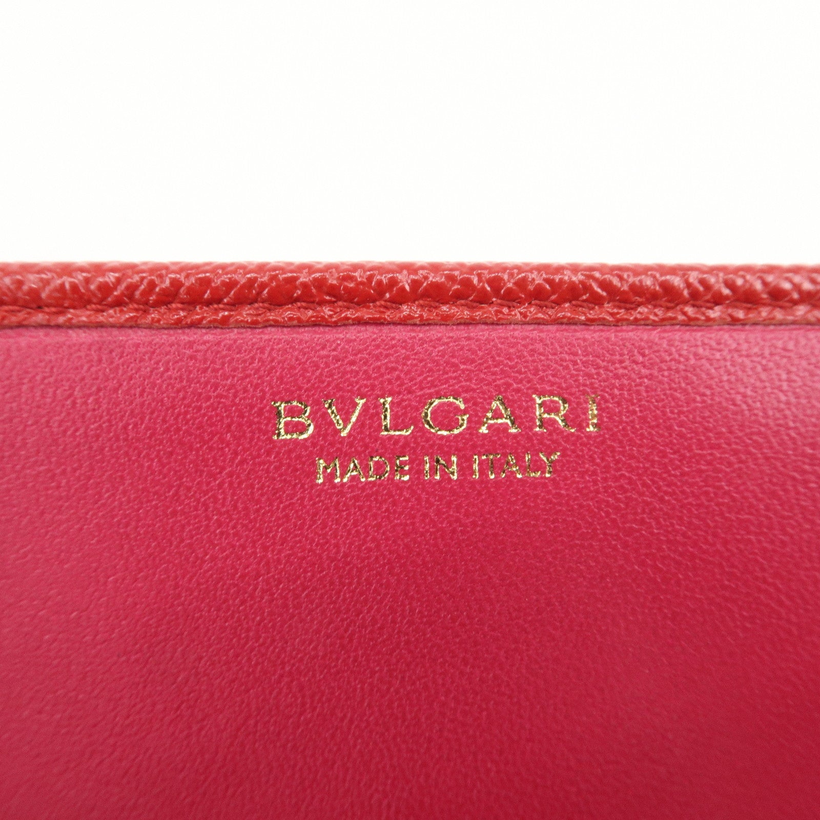 BVLGARI Logo Leather Bi-Fold Long Wallet Red