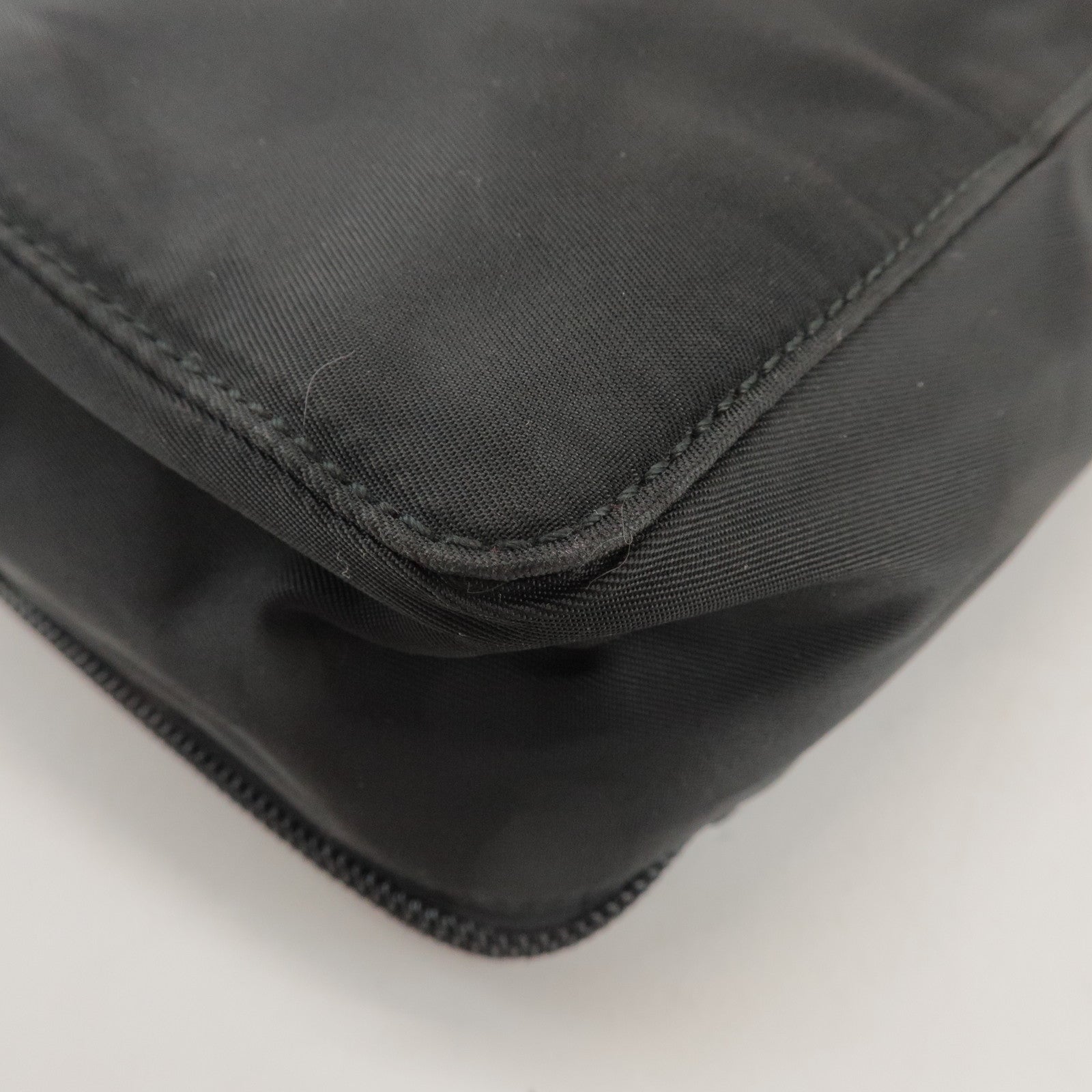 PRADA Triangle Logo Nylon Leather Crossbody Bag Shoulder Bag Black