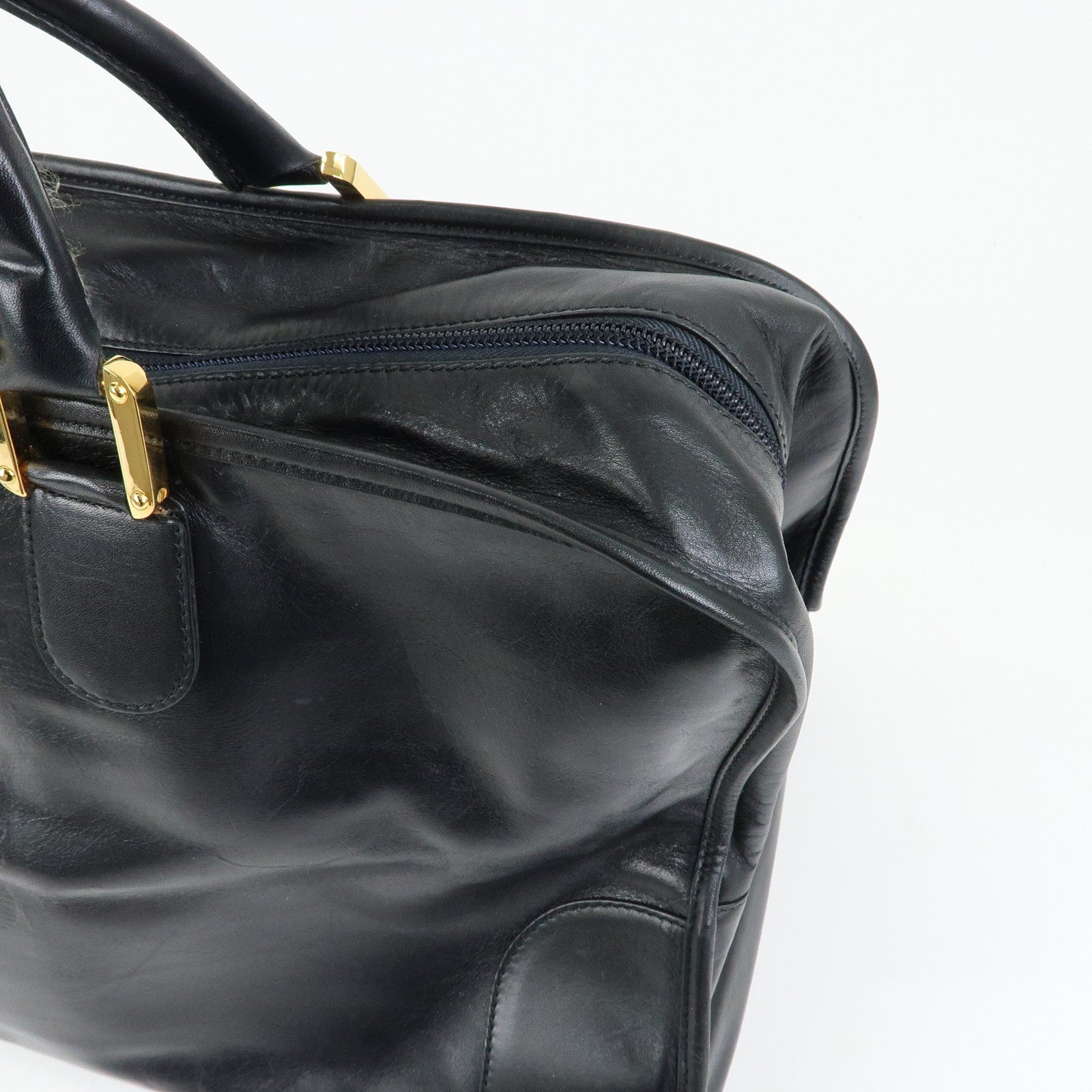 LOEWE Anagram Amazona 50 Leather Hand Bag Boston Bag Black