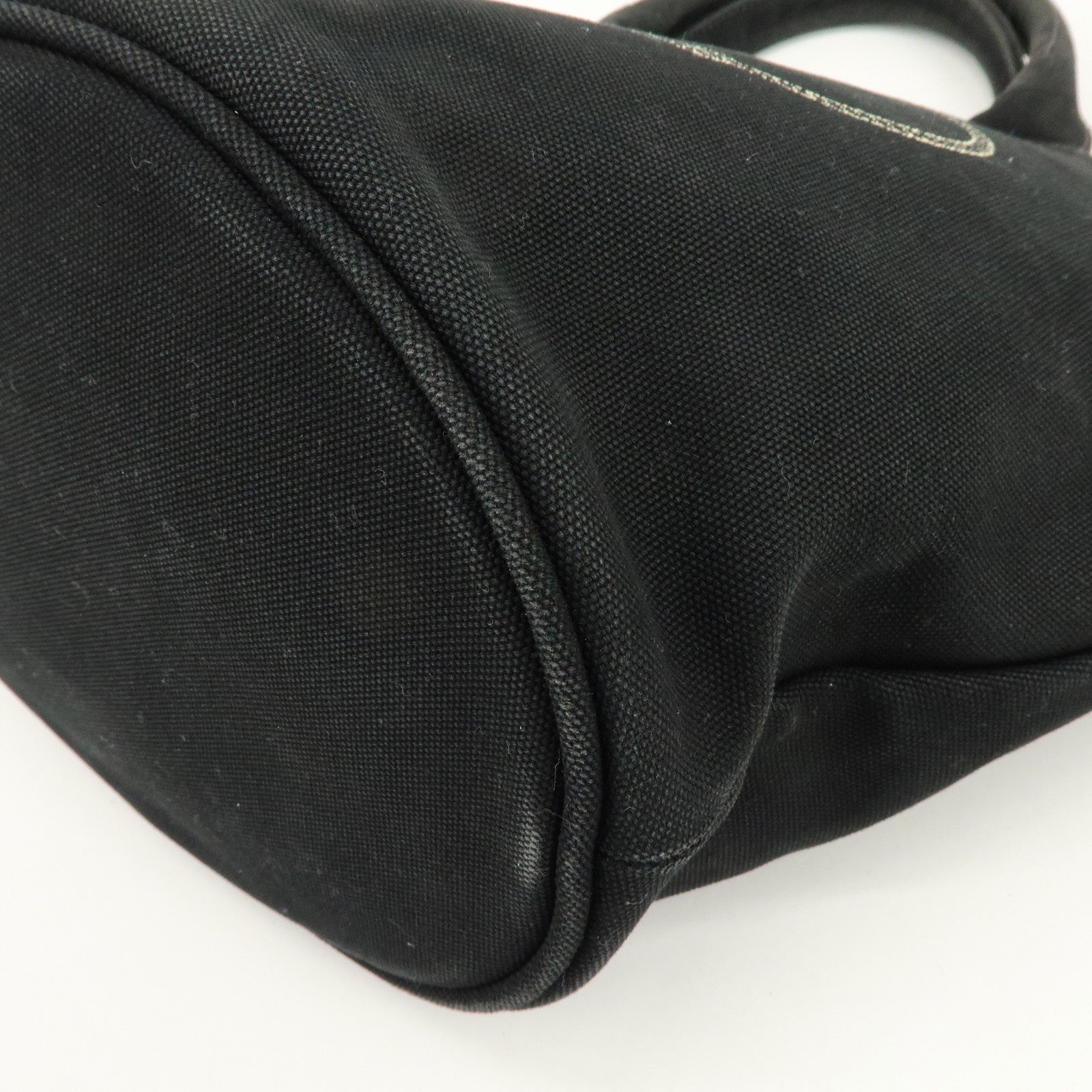 PRADA Triangle Logo Canapa Canvas 2Way Bag Tote Bag Black 1BG186
