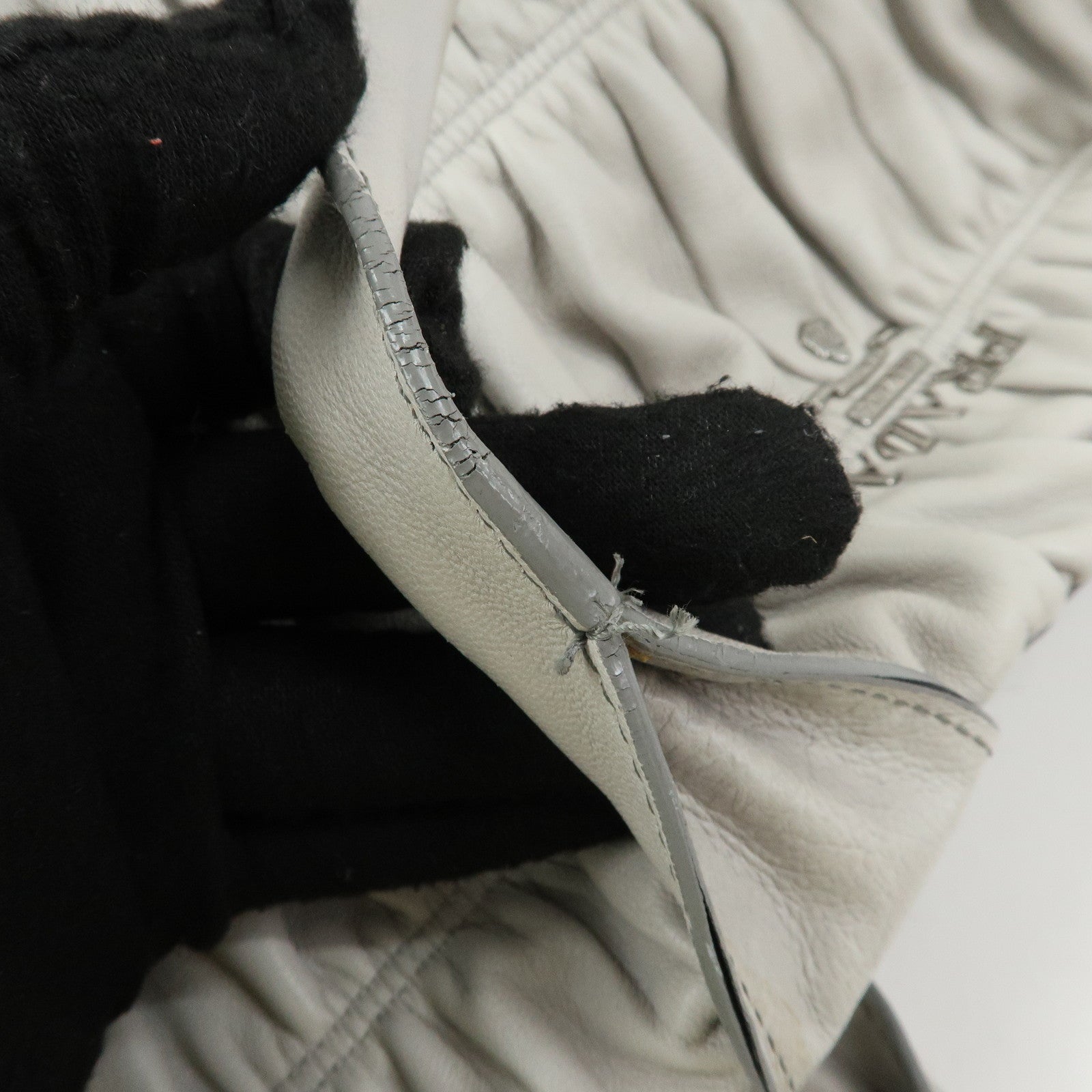 PRADA Canapa Nappa Gaufre Leather Gathered Large Tote Hand Bag