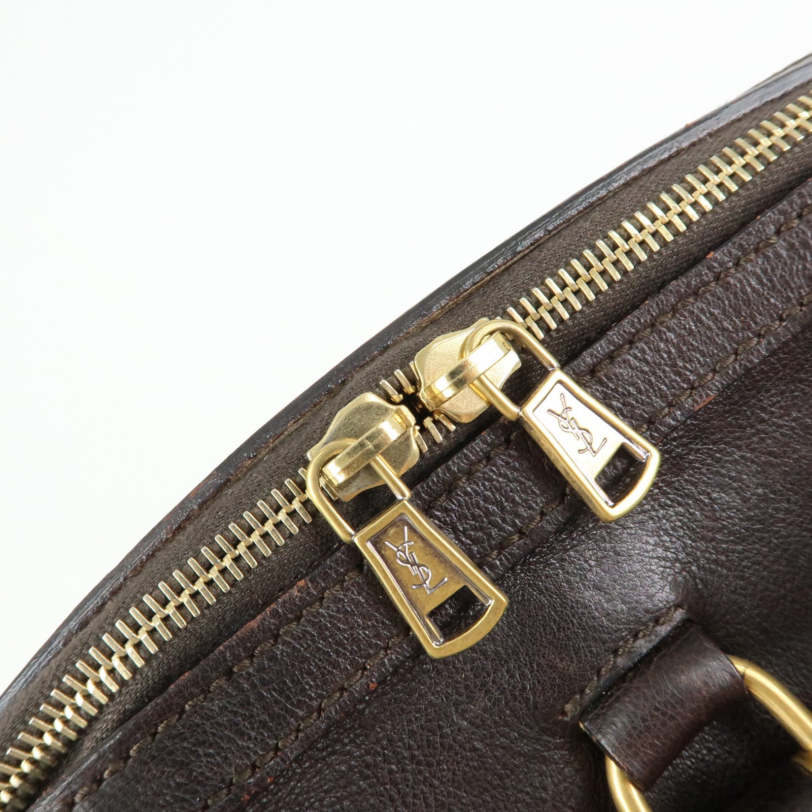 SAINT LAURENT PARIS Muse Leather Hand Bag Shoulder Bag Dark Brown