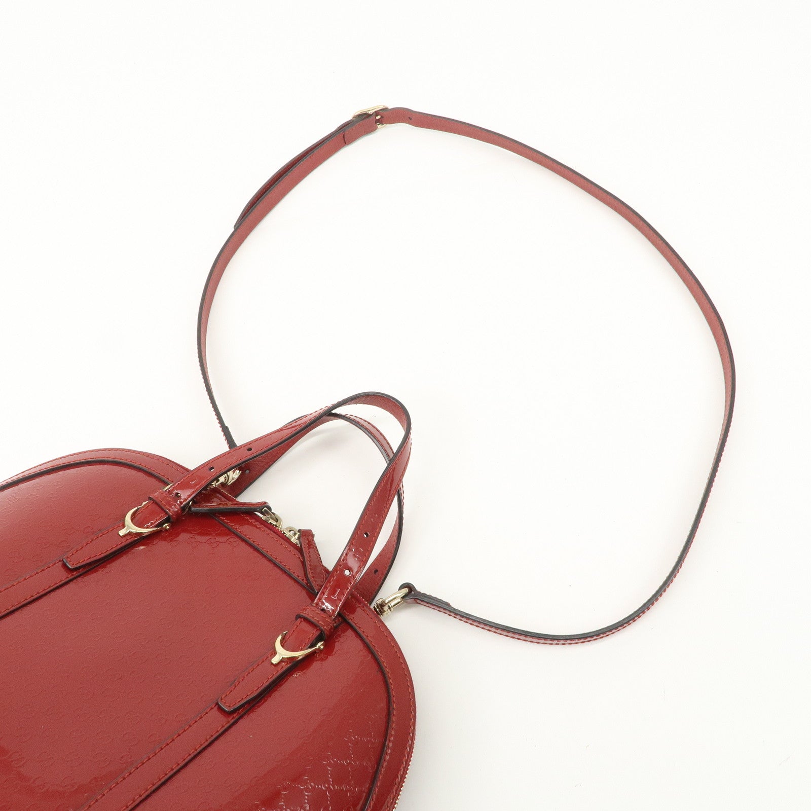 GUCCI Micro Guccissima Patent Leather 2way Hand Bag Red 309617 Used