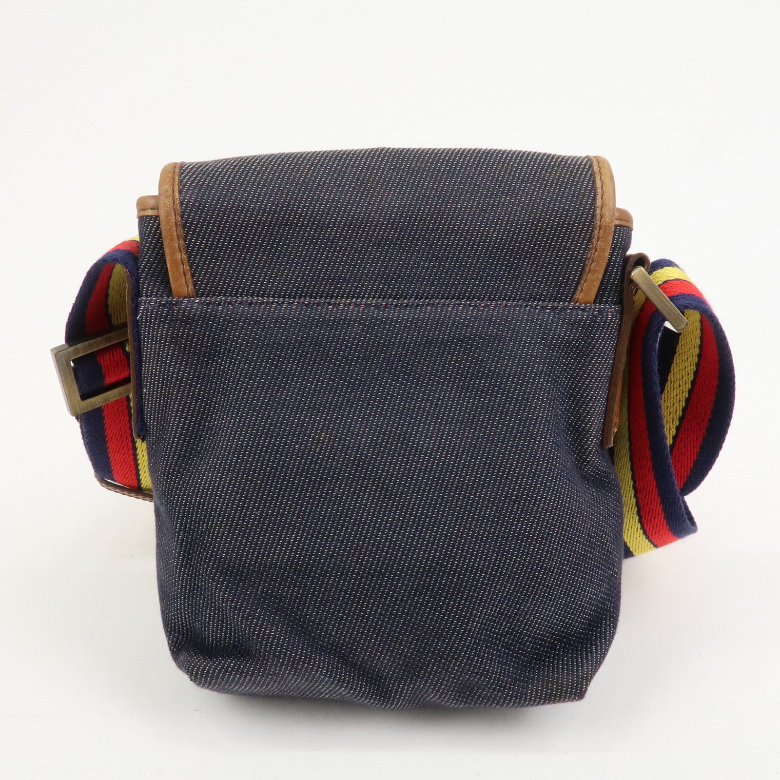 FENDI Zucca Canvas Leather Shoulder Bag Crossbody Bag Navy 7VA155