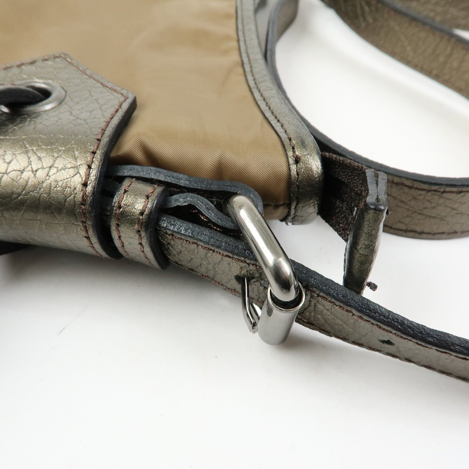 BURBERRY Nylon Leather Shoulder Bag Crossbody Bag Khaki