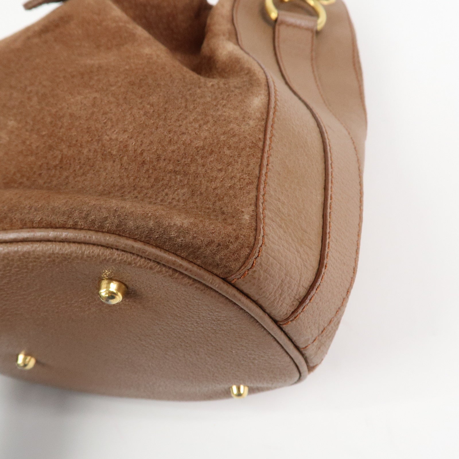 GUCCI Bamboo Suede Leather 2WAY Bag Hand Bag Brown 001・3754・1657