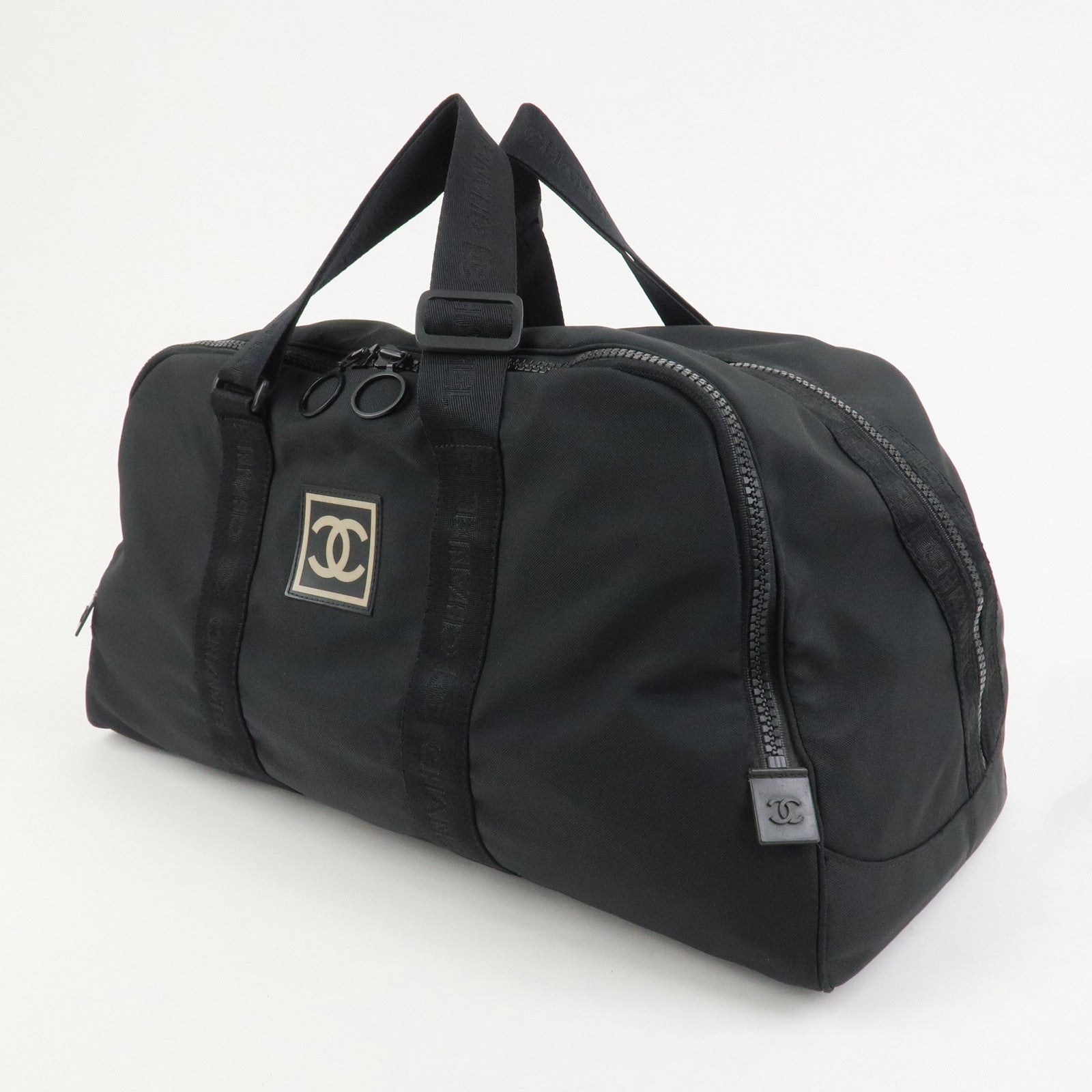 CHANEL COCO Mark Sport Line Nylon Boston Bag Shoulder Bag Black