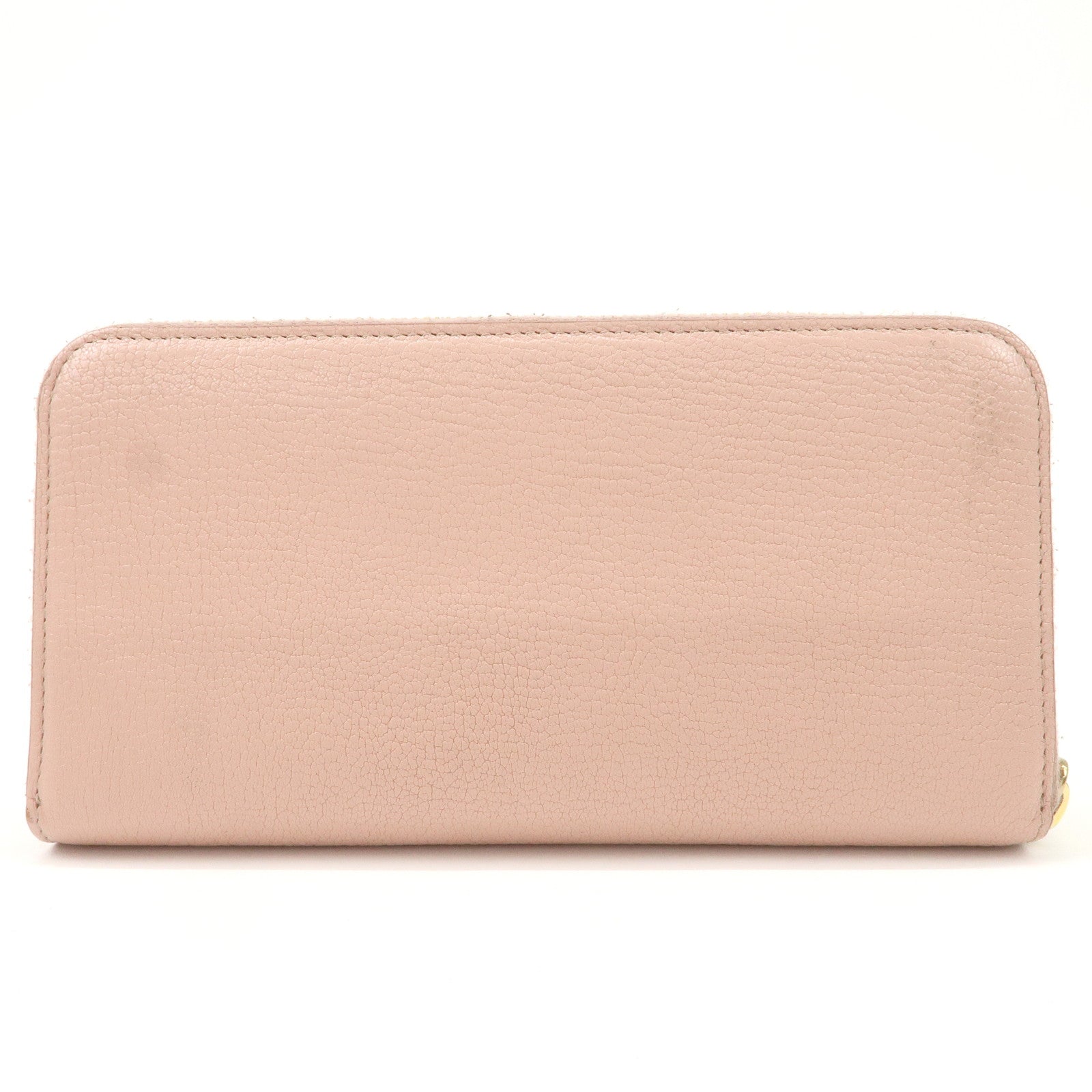 MIU MIU Leather Zip Around Wallet Zippy Wallet Long Wallet Pink 5ML506 Used