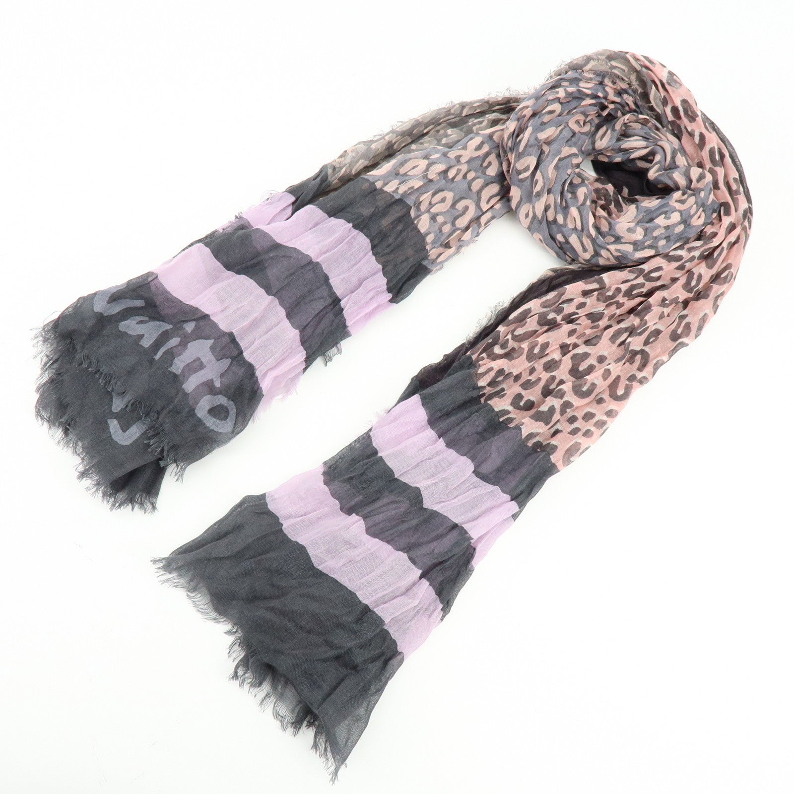 Louis Vuitton Etole V Leopard Cashmere Silk Scarf Gray Pink M75033