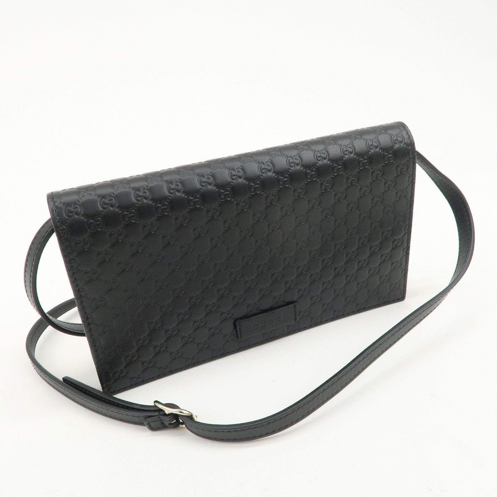 GUCCI Micro Guccissima Leather Shoulder Bag Wallet Bag Black 466507