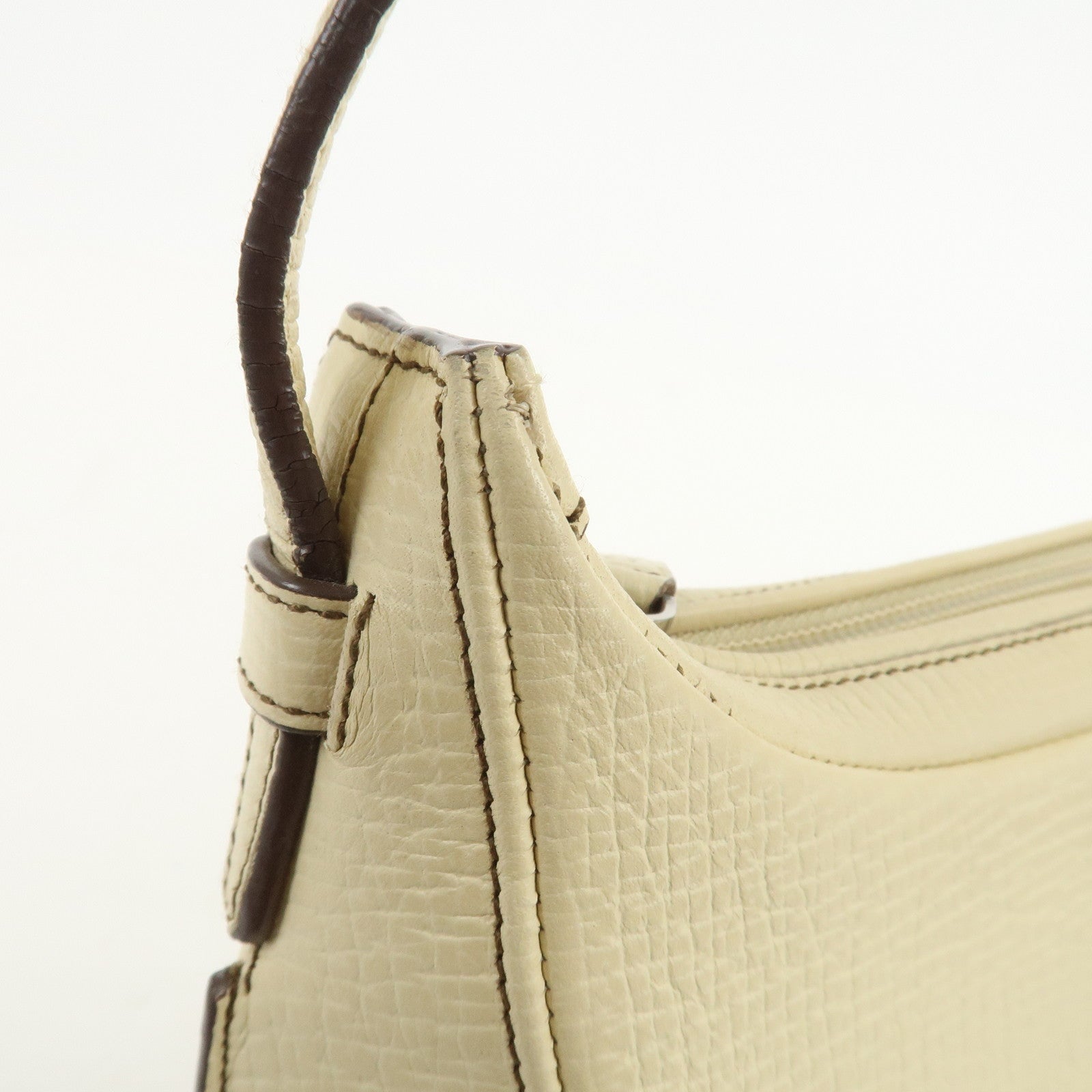 LOEWE Embossed Leather Shoulder Bag Hand Bag Ivory