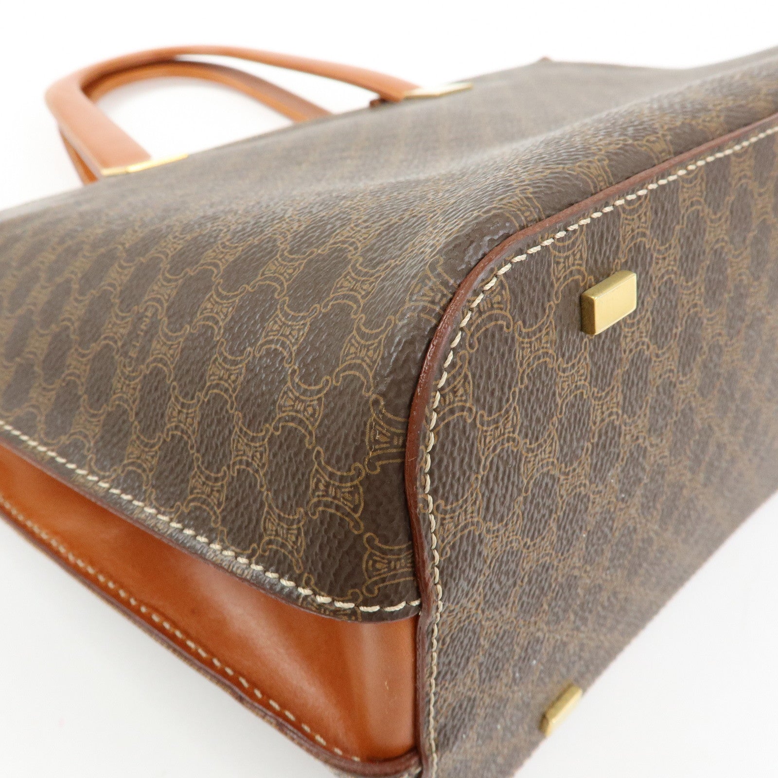 CELINE Macadam PVC Leather 2WAY Bag Hand Bag Shoulder Bag Brown