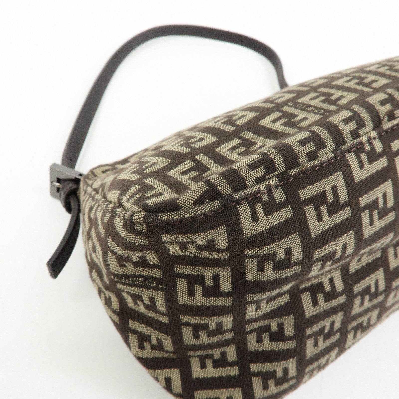 FENDI Mini Mamma Baguette Zucchino Canvas Shoulder Bag 8BR180